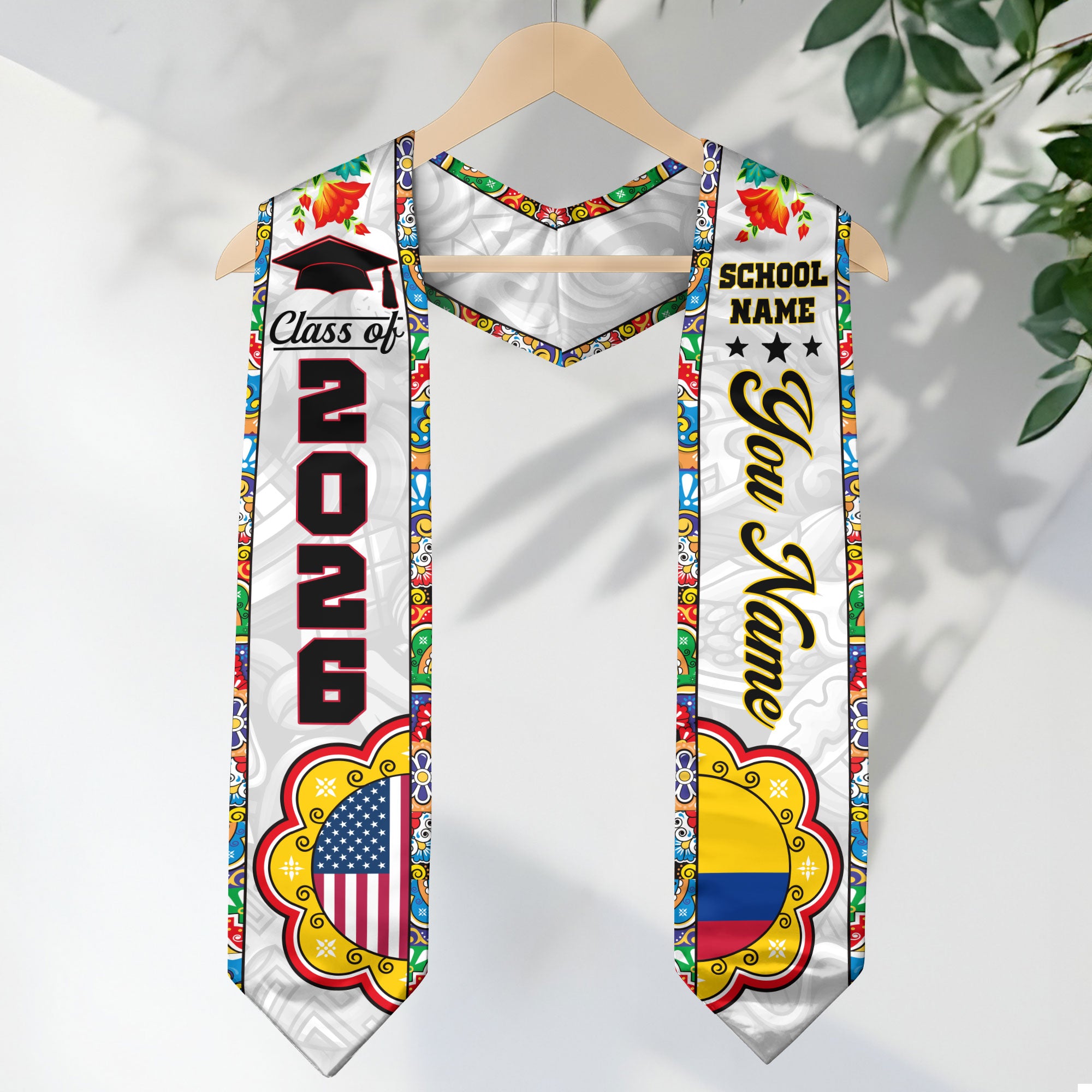 Colombian Graduation Stole 2026, Colombia Flag Sash, Graduation Stole with Custom Details