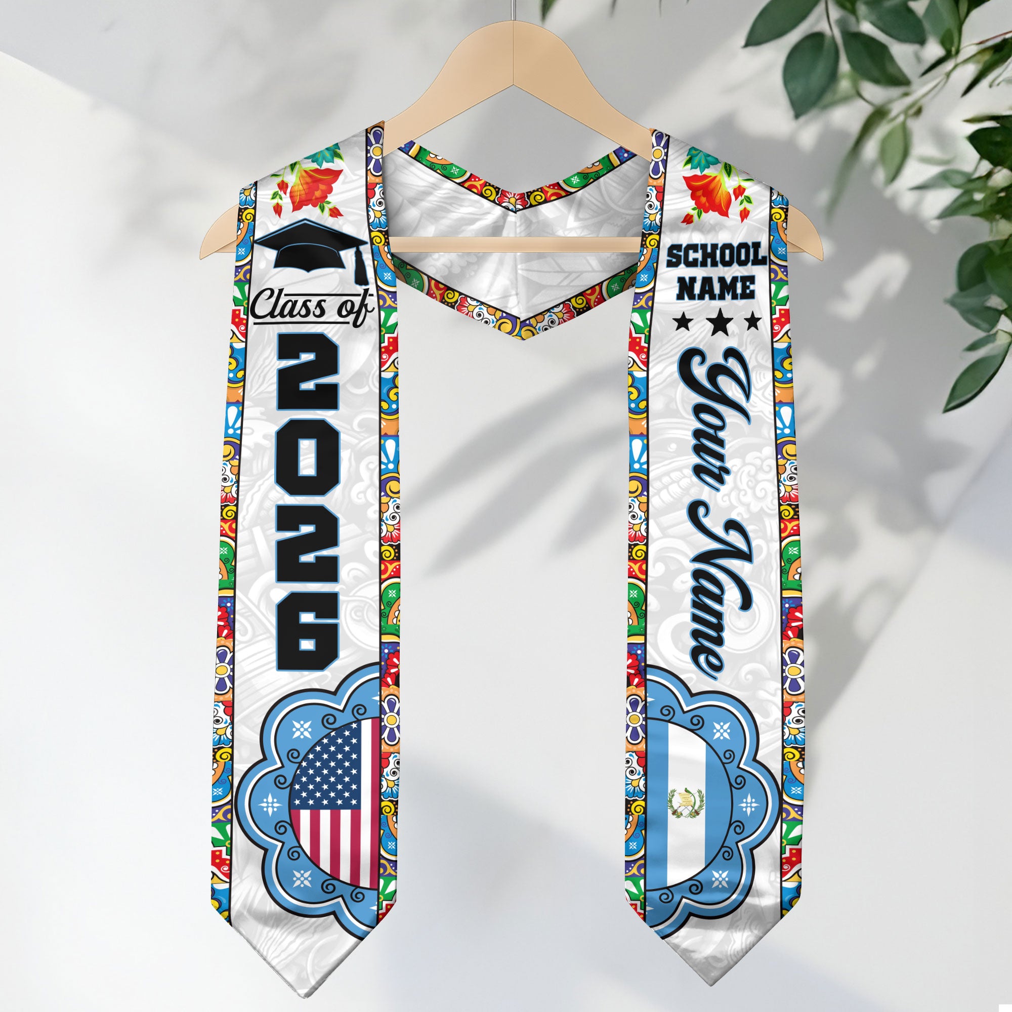 Customized Guatemala American Graduation Stole, Guatemala Flag Graduation Sash, Class of 2026