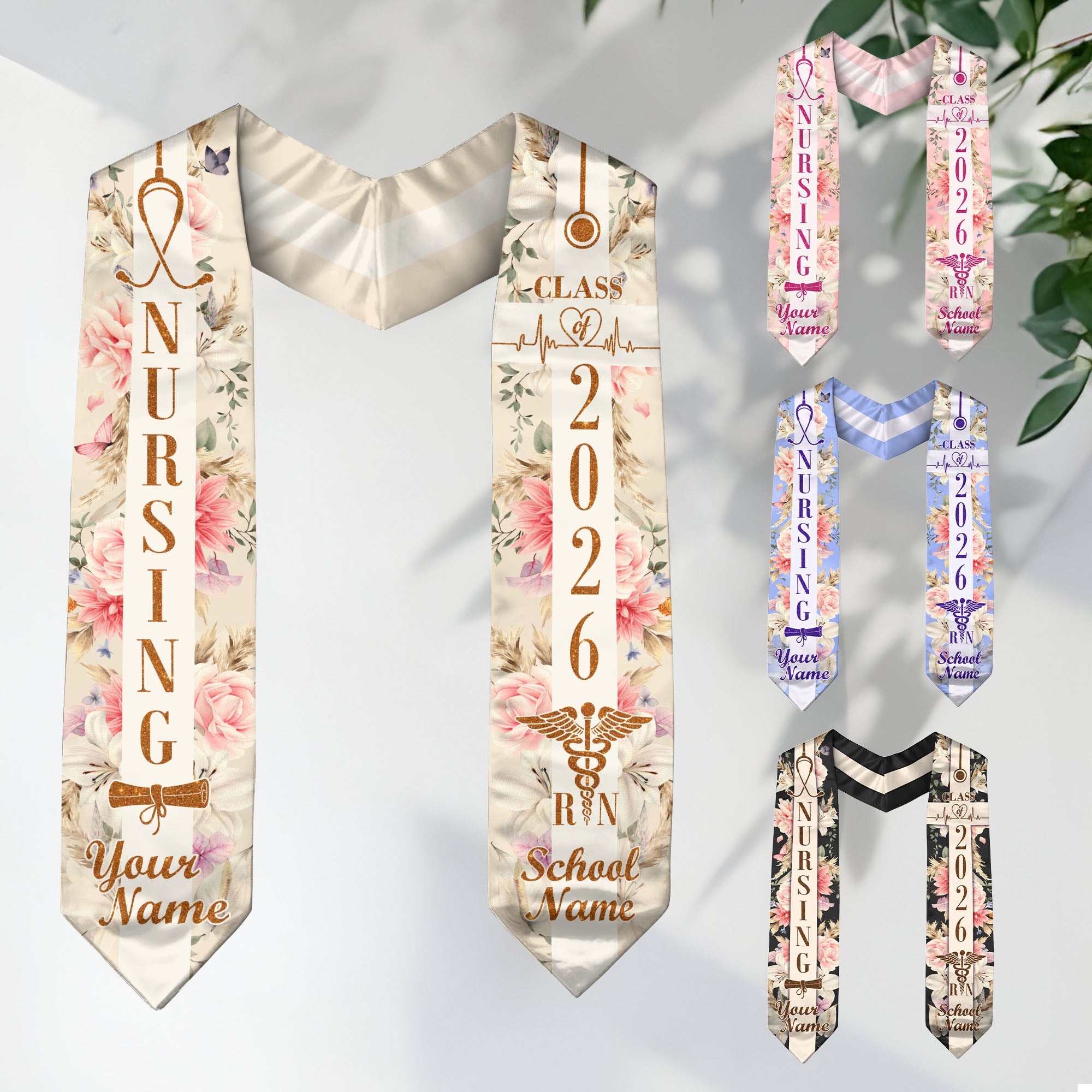 Customized RN Graduation Stole for Nursing Students, BSN Nurse Graduation Sash 2026