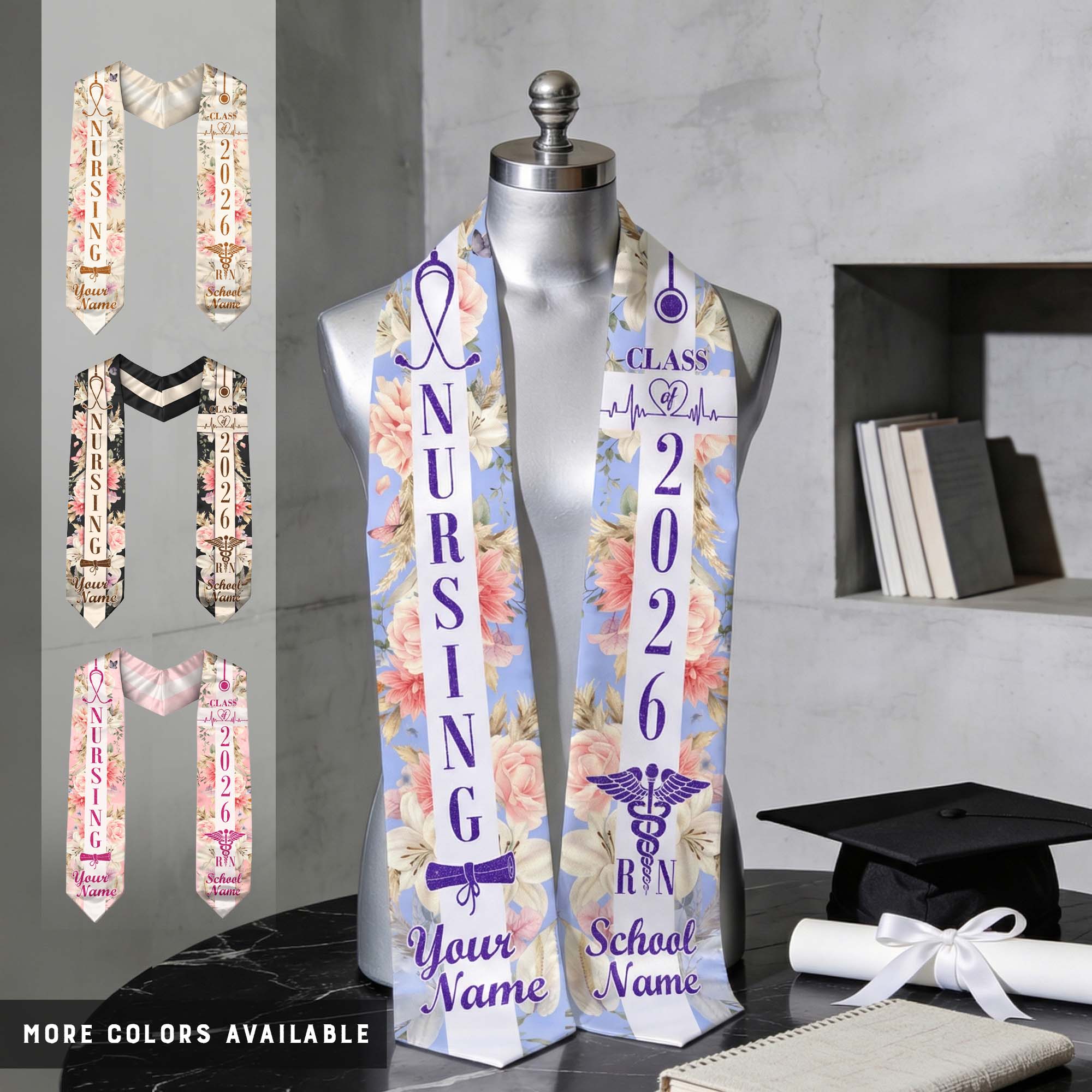 Customized RN Graduation Stole for Nursing Students, BSN Nurse Graduation Sash 2026