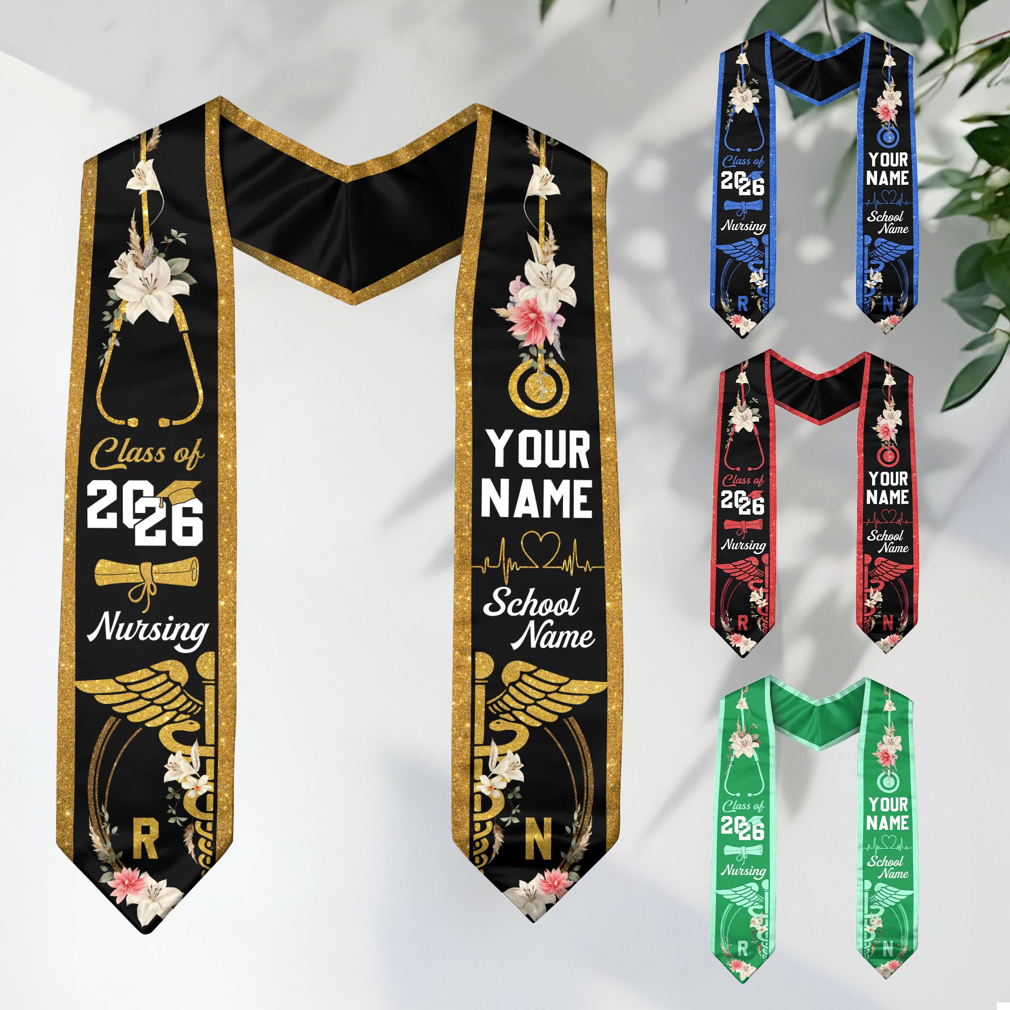 Customized Nursing Graduation Stole for RN Graduates, Professional BSN Sash Class of 2026