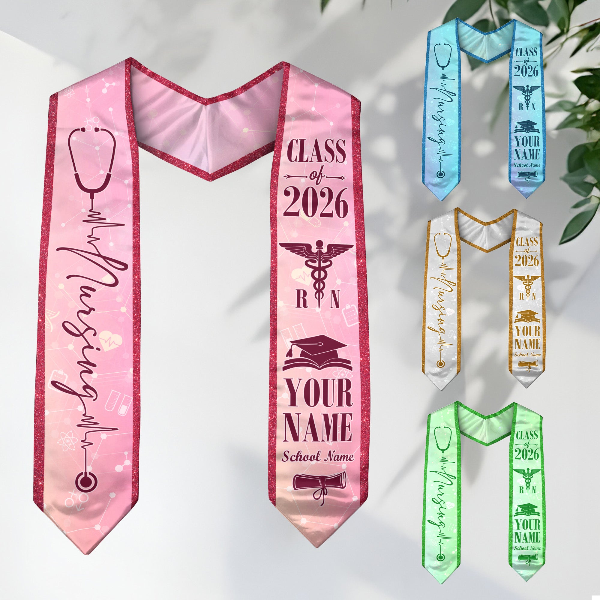 Customized Nursing School Graduation Stole for RN and BSN Students, Sash 2026