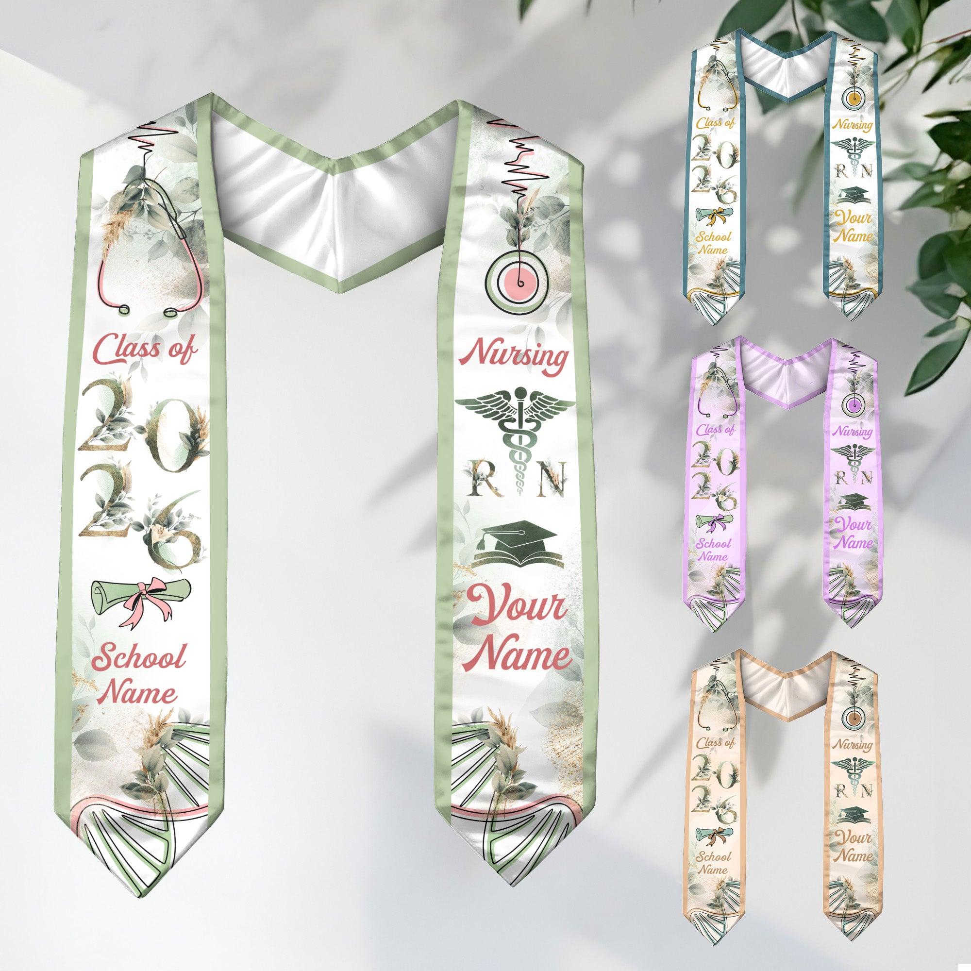 Customized RN Nurse Graduation Stole with Professional Design, BSN Sash Class of 2026