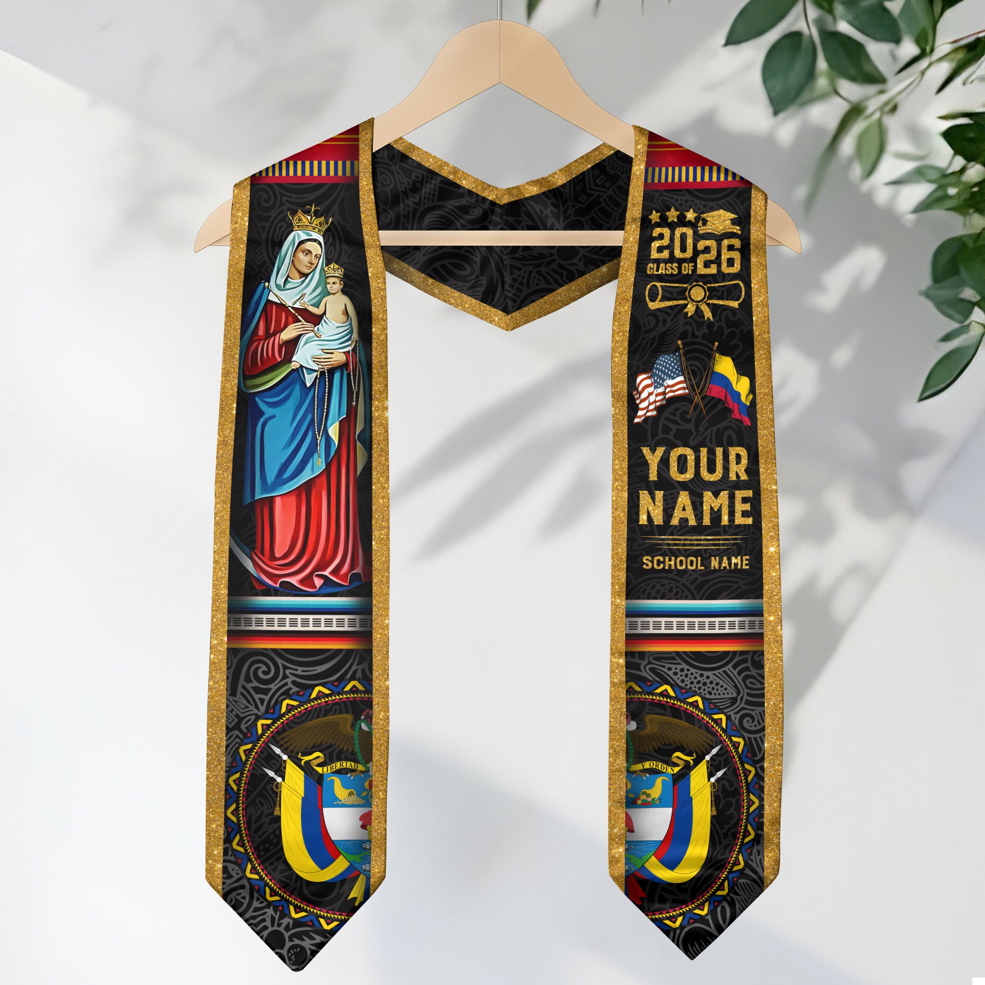 Colombia Graduation Stole 2026, Colombian Flag Sash, Tailored Detail for Class of 2026