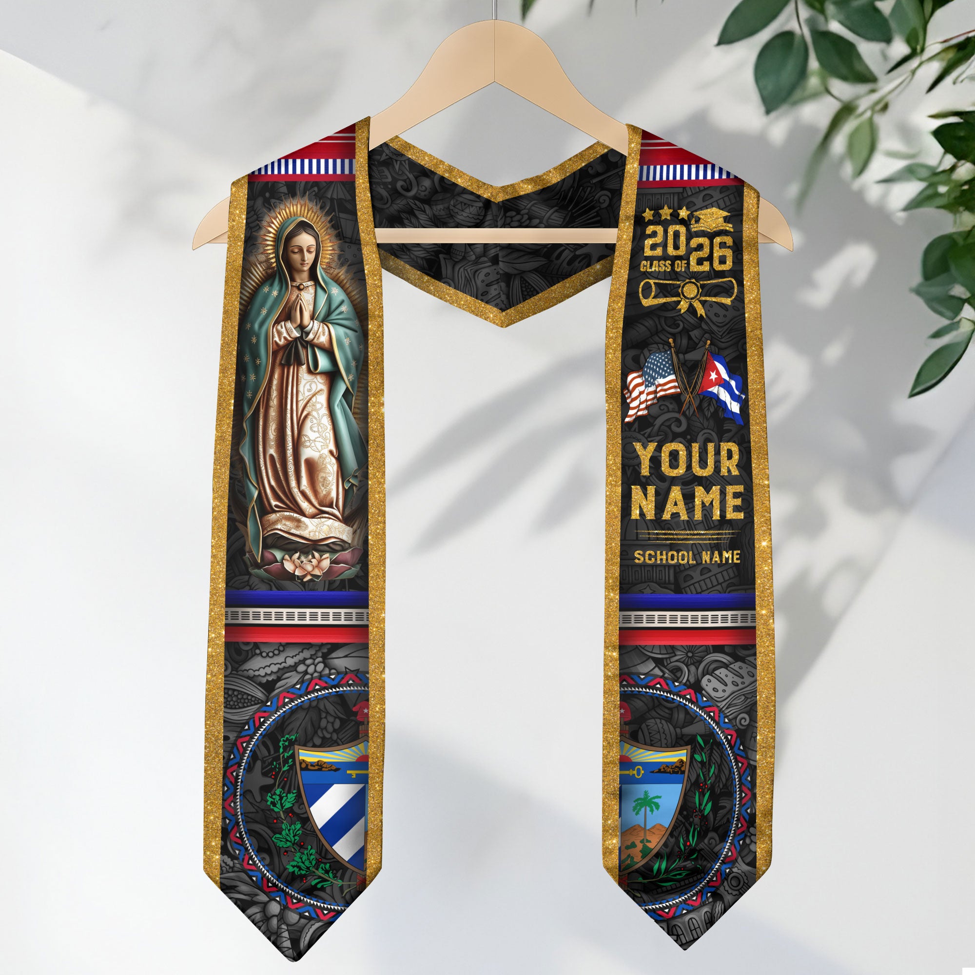 Cuba Graduation Stole 2026, Cuban Flag Sash, Tailored Detail for Class of 2026 Graduates