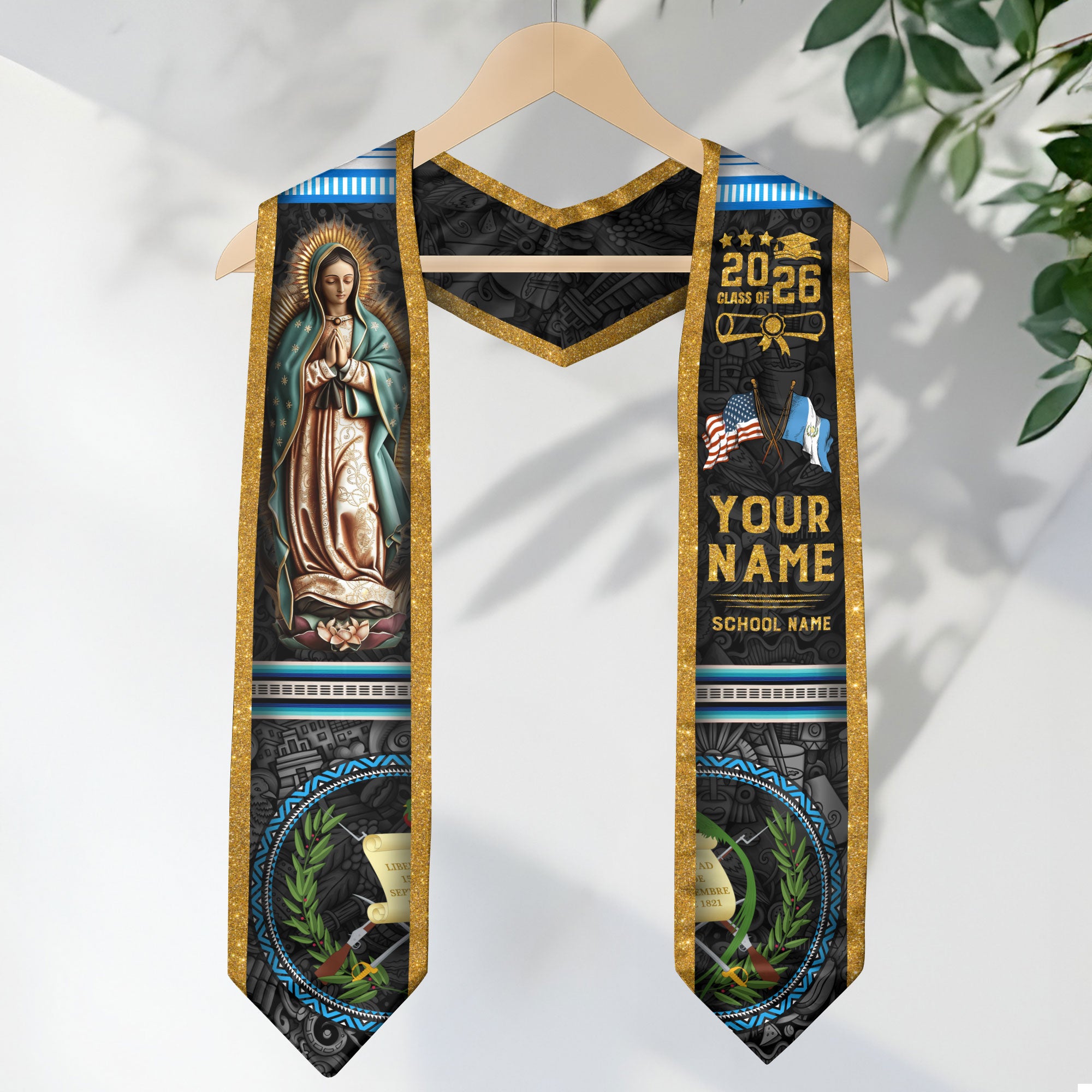Guatemala Graduation Stole 2026, Guatemalan Flag Graduation Sash, Custom Grad Stole