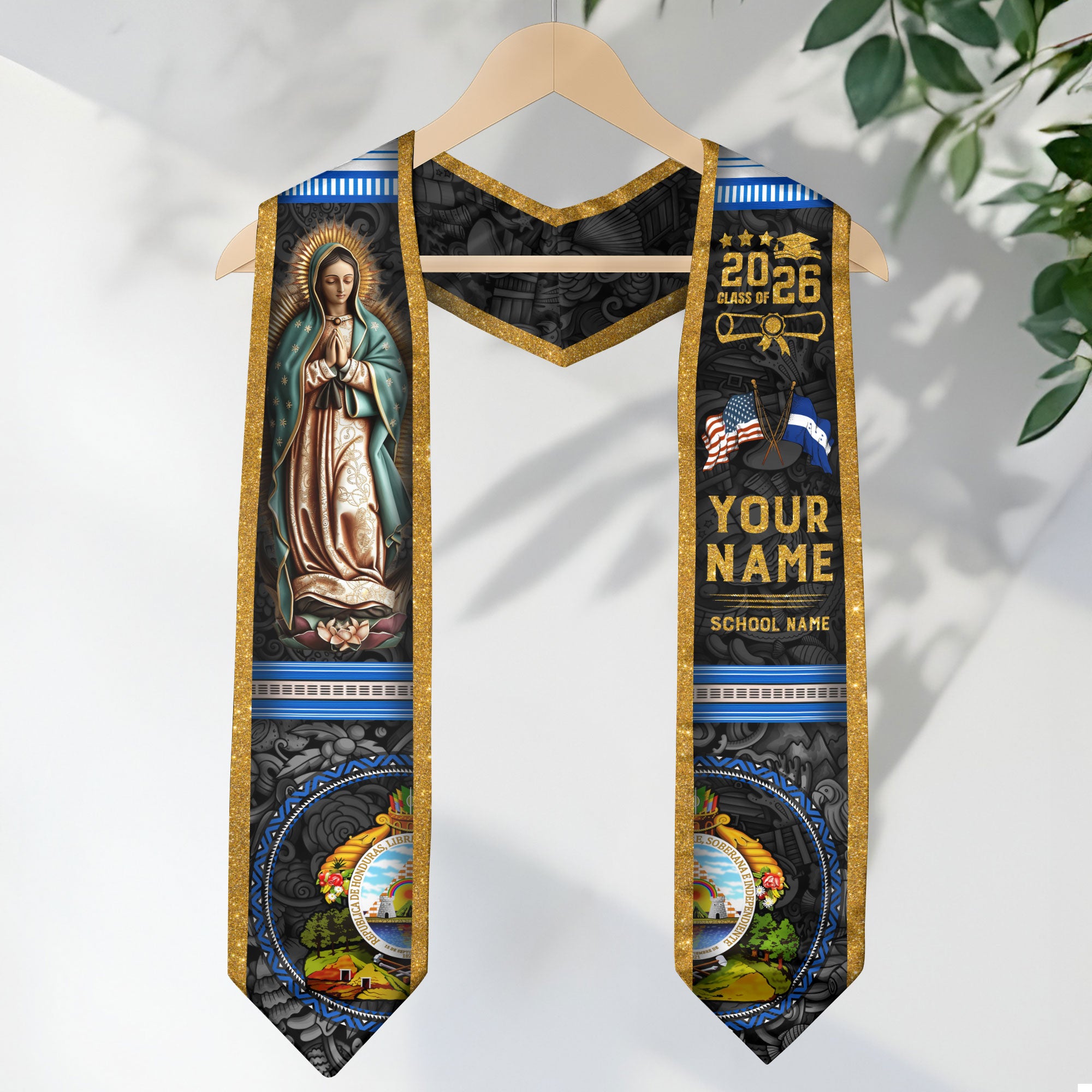 Honduras Graduation Stole 2026, Honduran Flag Graduation Sash, Custom Detail Stole