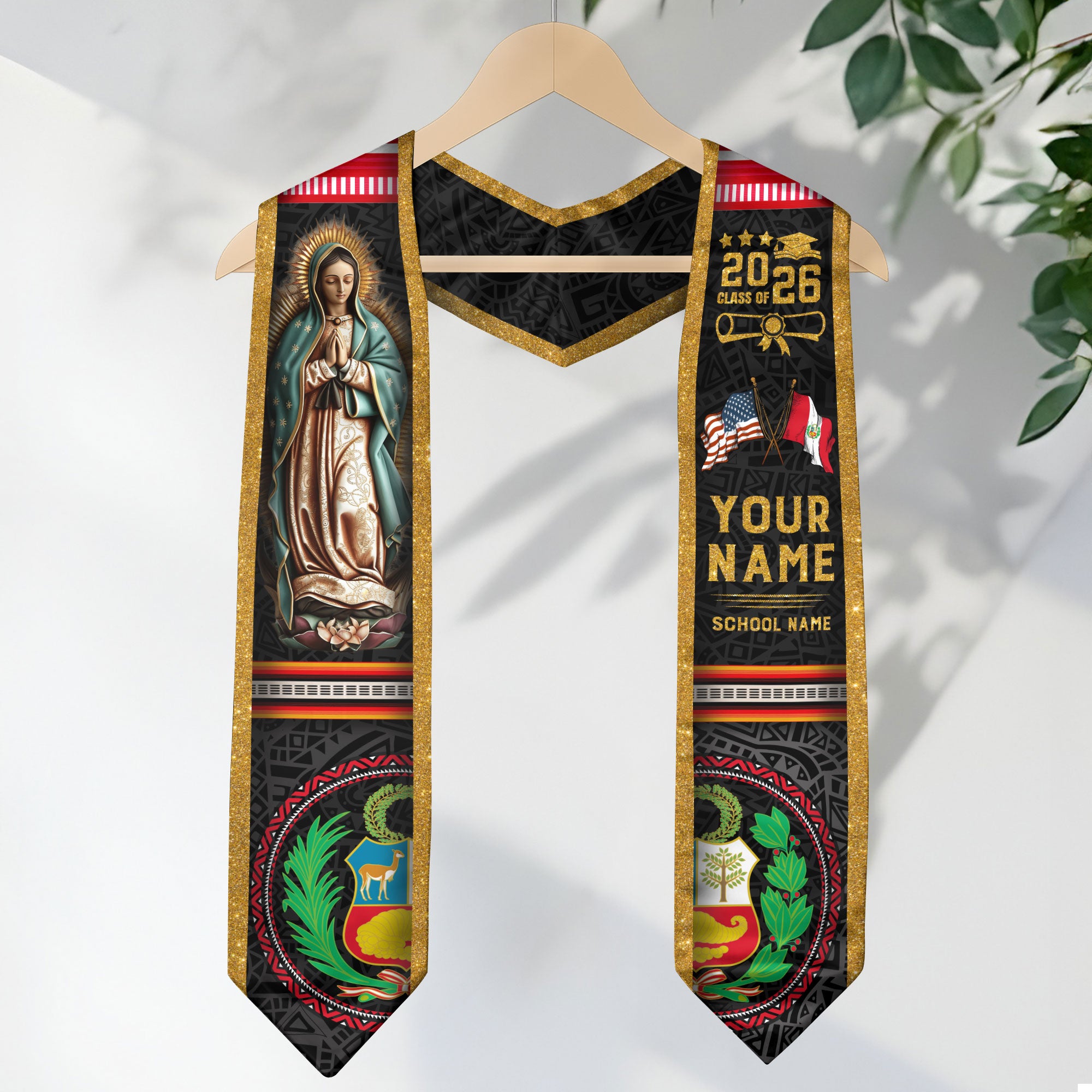 Peru Graduation Stole 2026, Peruvian Flag Sash, Tailored Detail for Class of 2026 Grads