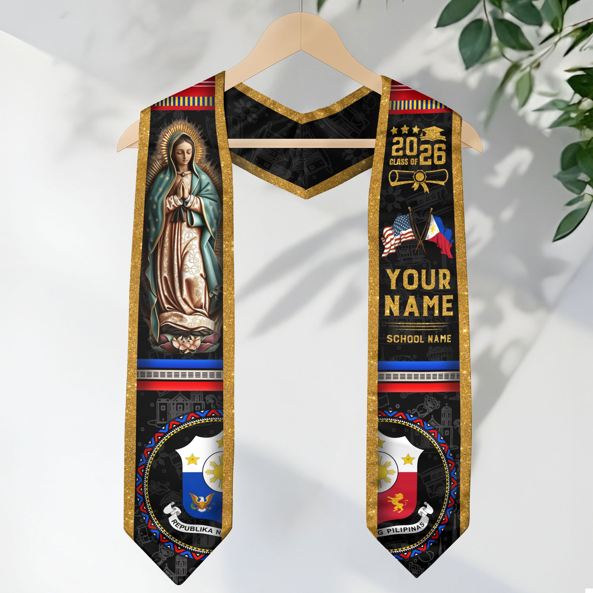 Philippines Graduation Stole 2026, Filipino Flag Graduation Sash, Custom Grad Stole 2026