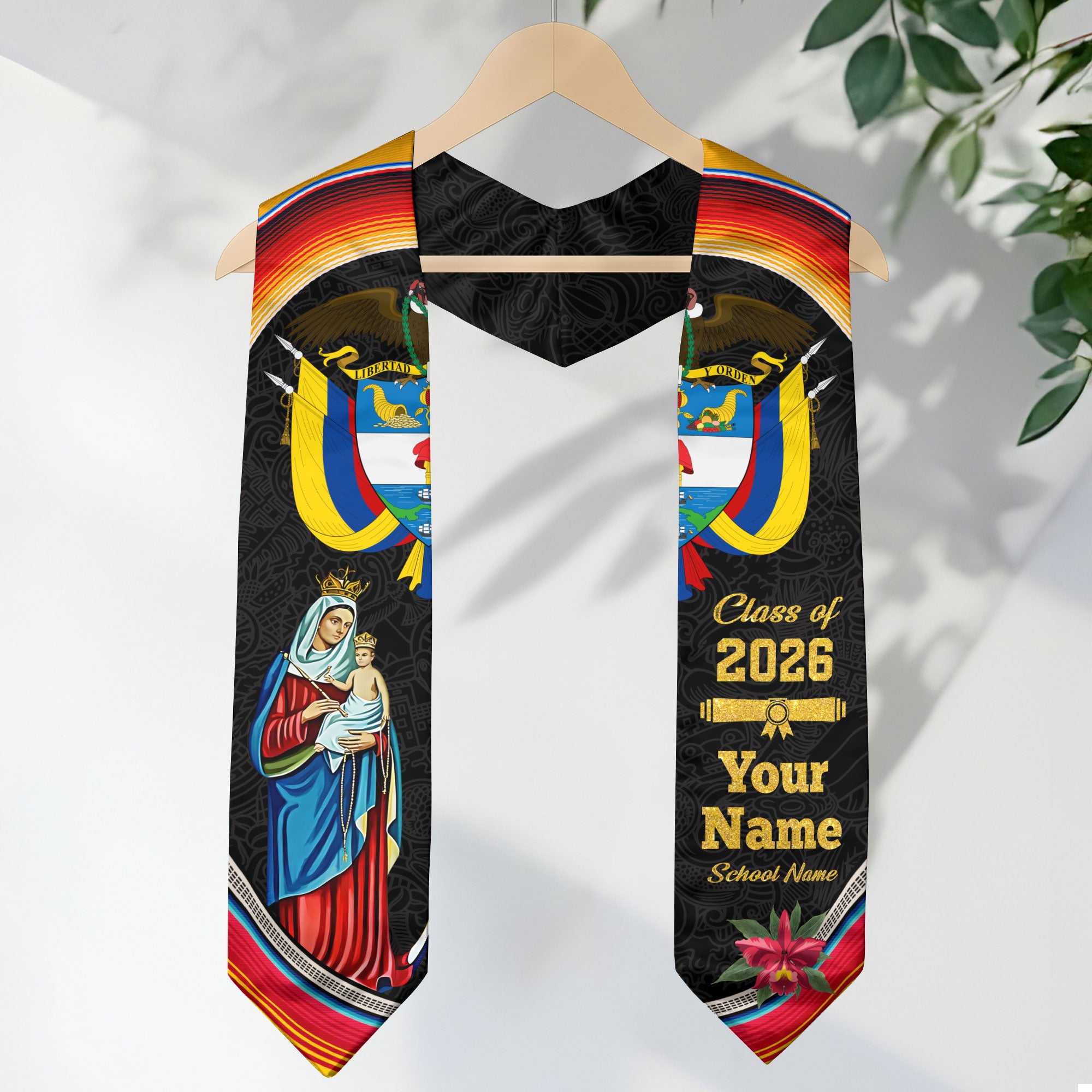 Colombian Flag Graduation Sash 2026, Colombia Stole, Signature Custom Finish for Grads