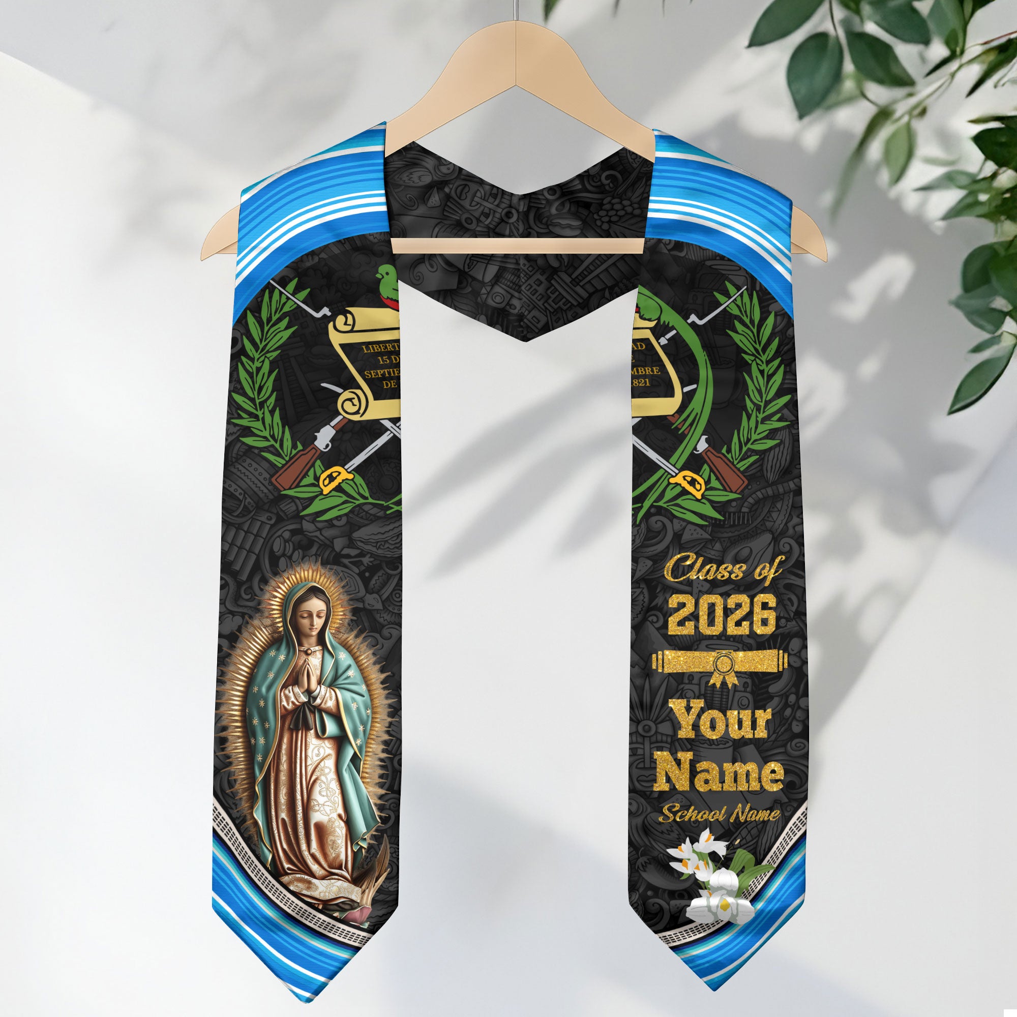 Guatemalan Flag Graduation Sash 2026, Guatemala Stole, Custom Graduation Stole 2026