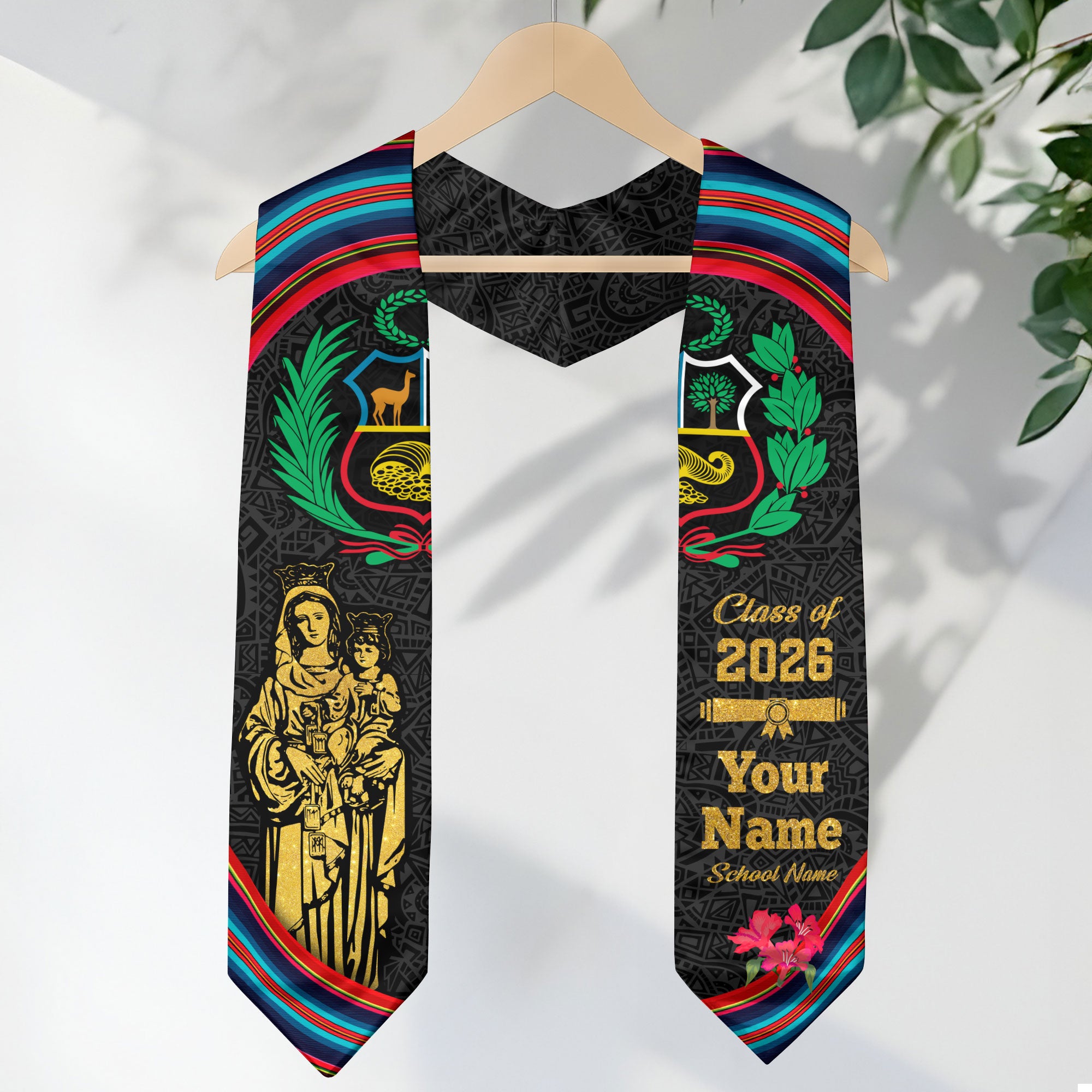 Peruvian Flag Graduation Sash 2026, Peru Graduation Stole, Bespoke Touch for Graduates