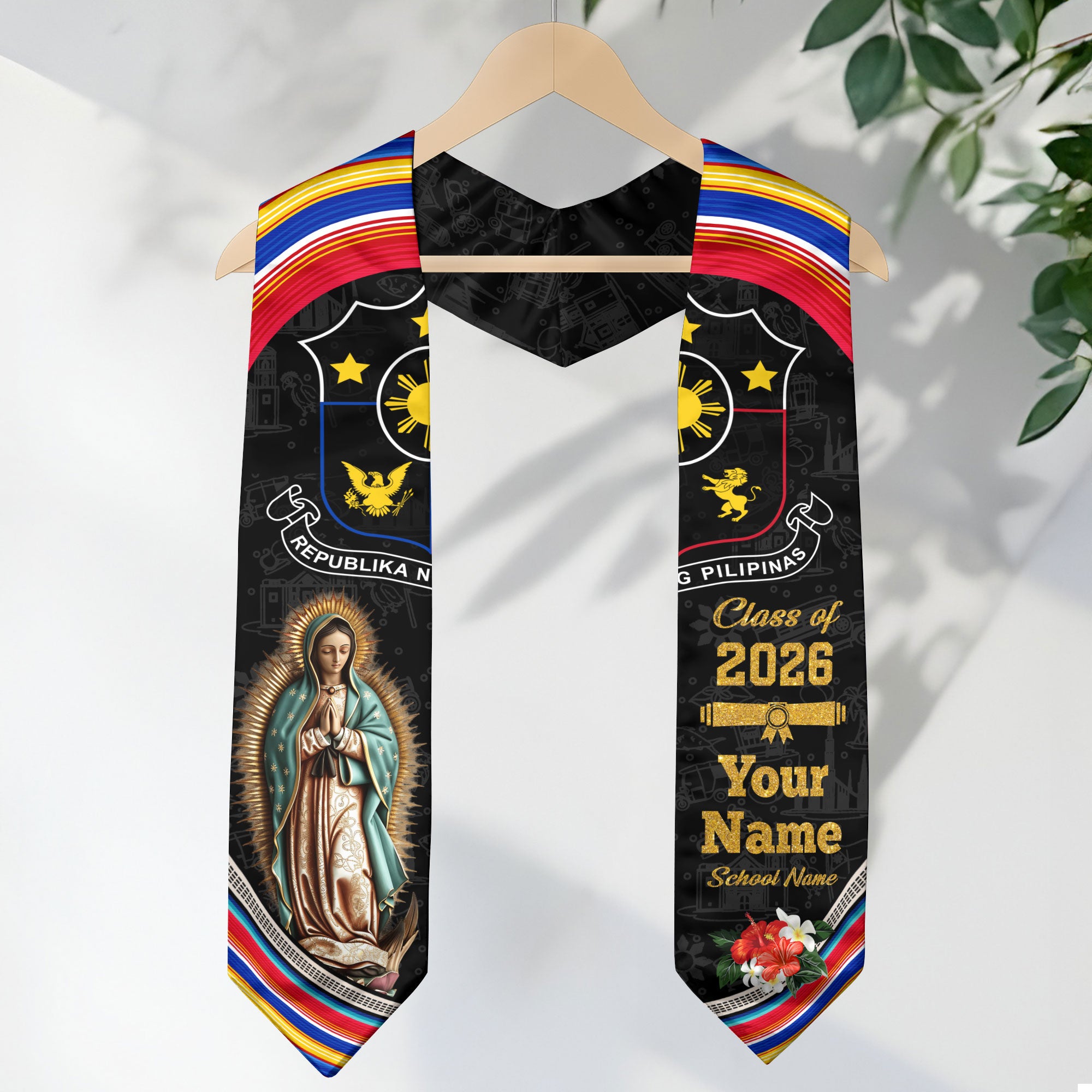Filipino Flag Graduation Sash 2026, Philippines Stole, Custom Graduation Stole for 2026
