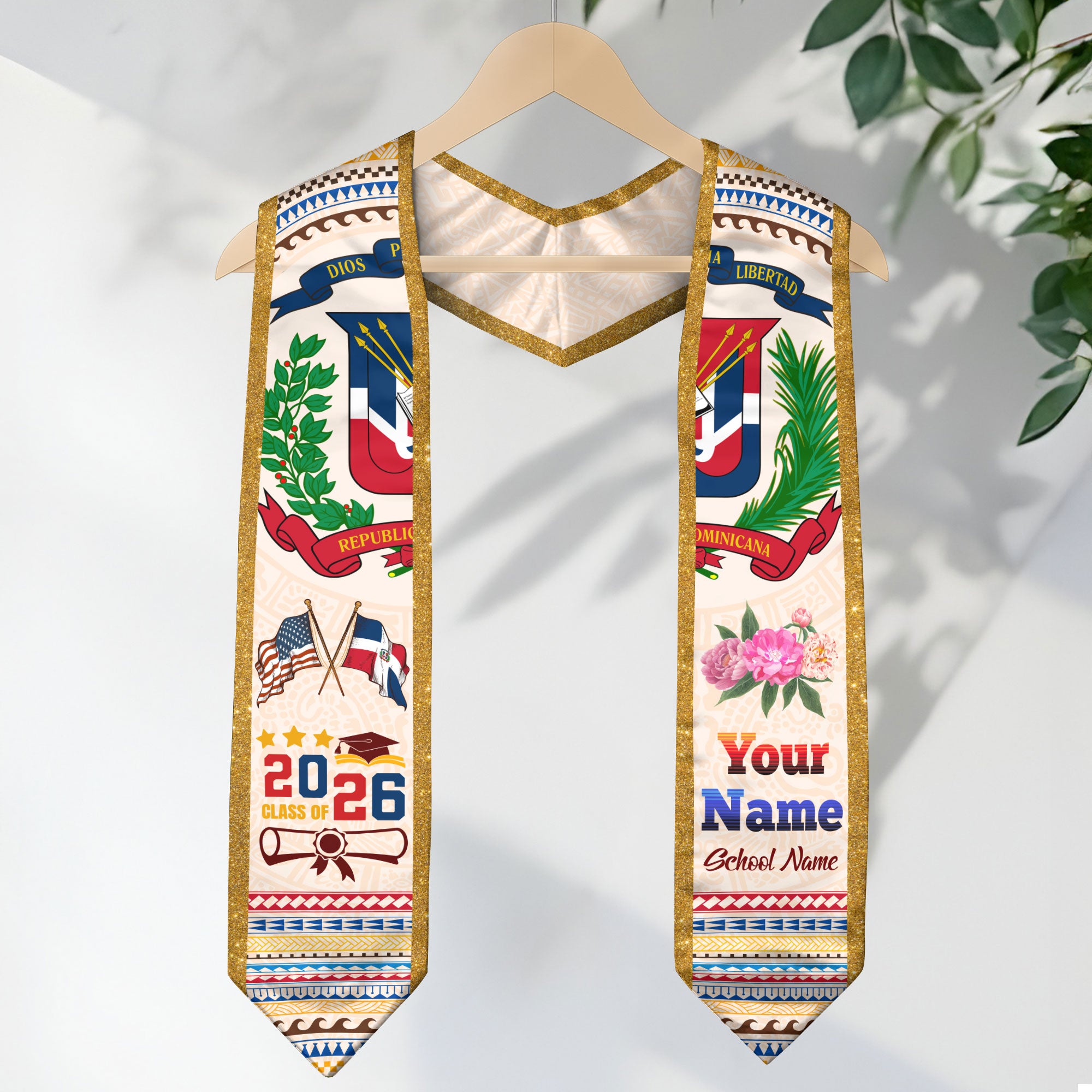 Dominican Graduation Sash 2026, Dominican Flag Graduation Stole, Custom Touch Option