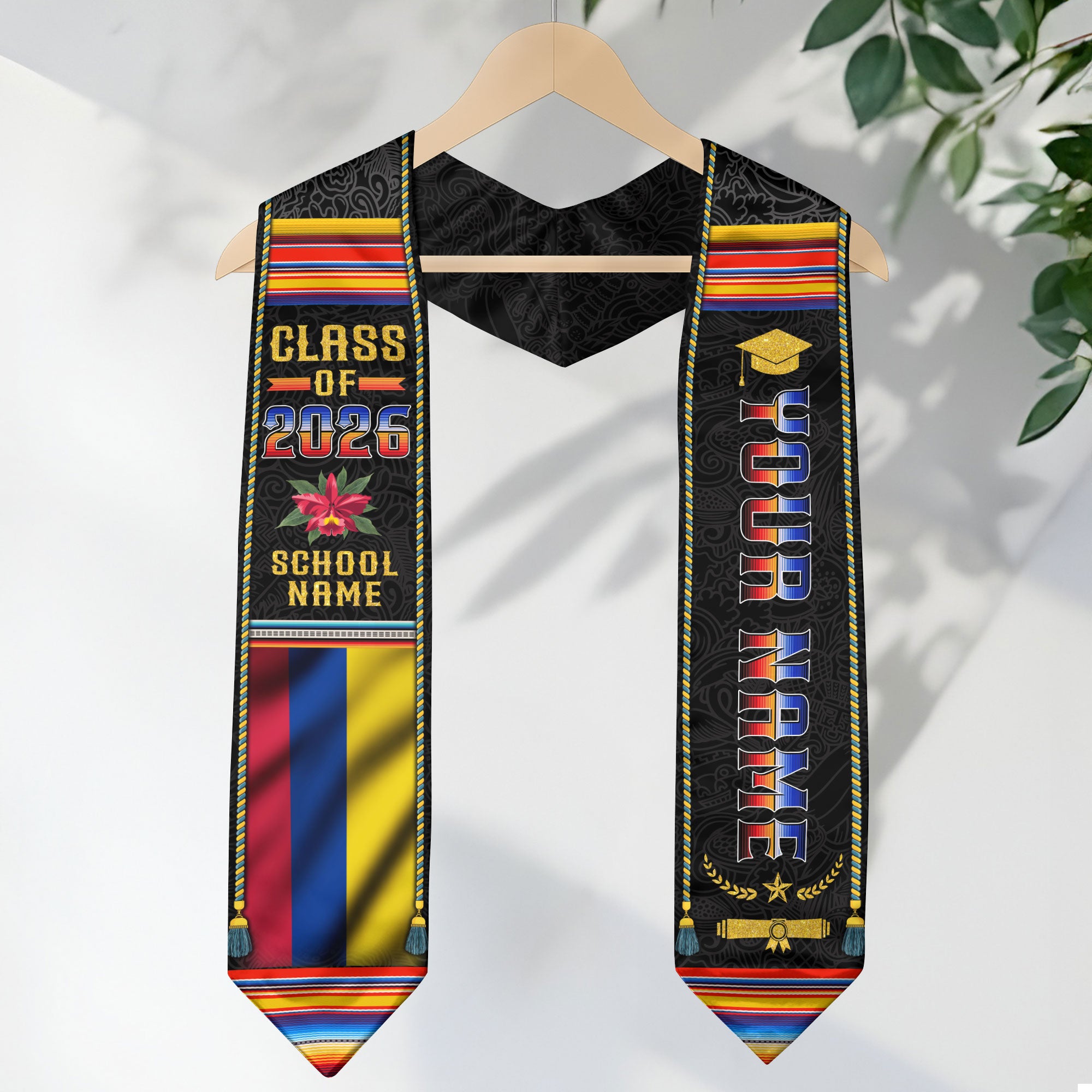 Colombia Flag Graduation Stole 2026, Colombian Grad Sash, Bespoke Touch Accessory