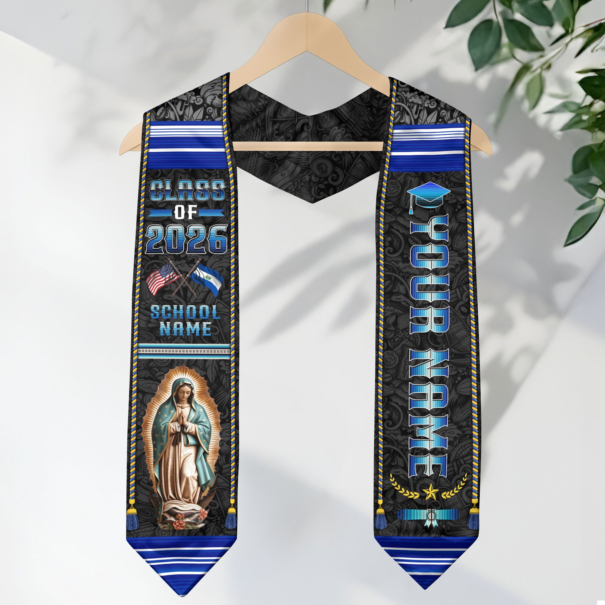 Custom El Salvador Graduation Sash 2026, Salvadoran Flag Stole, Graduation Stole 2026