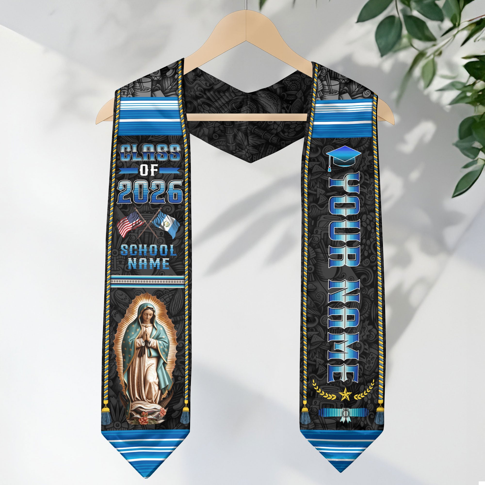 Custom Guatemala Graduation Sash 2026, Guatemalan Flag Stole, Graduation Stole 2026