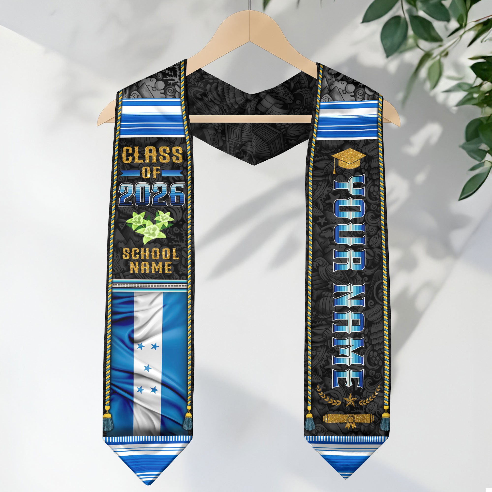 Honduran Graduation Stole 2026, Honduras Flag Sash, Graduation Stole with Custom Details