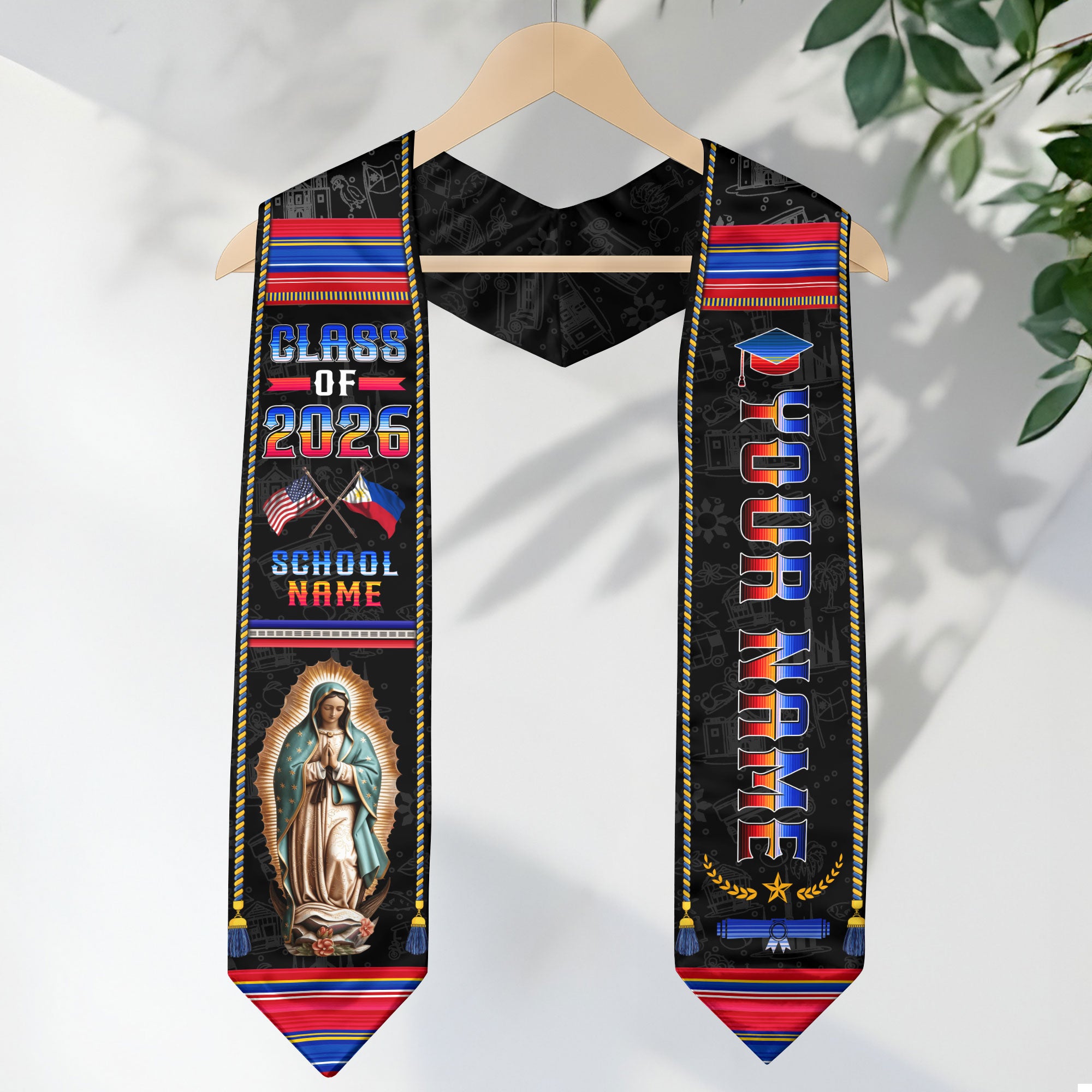 Custom Philippines Graduation Sash 2026, Filipino Flag Stole, Graduation Stole 2026