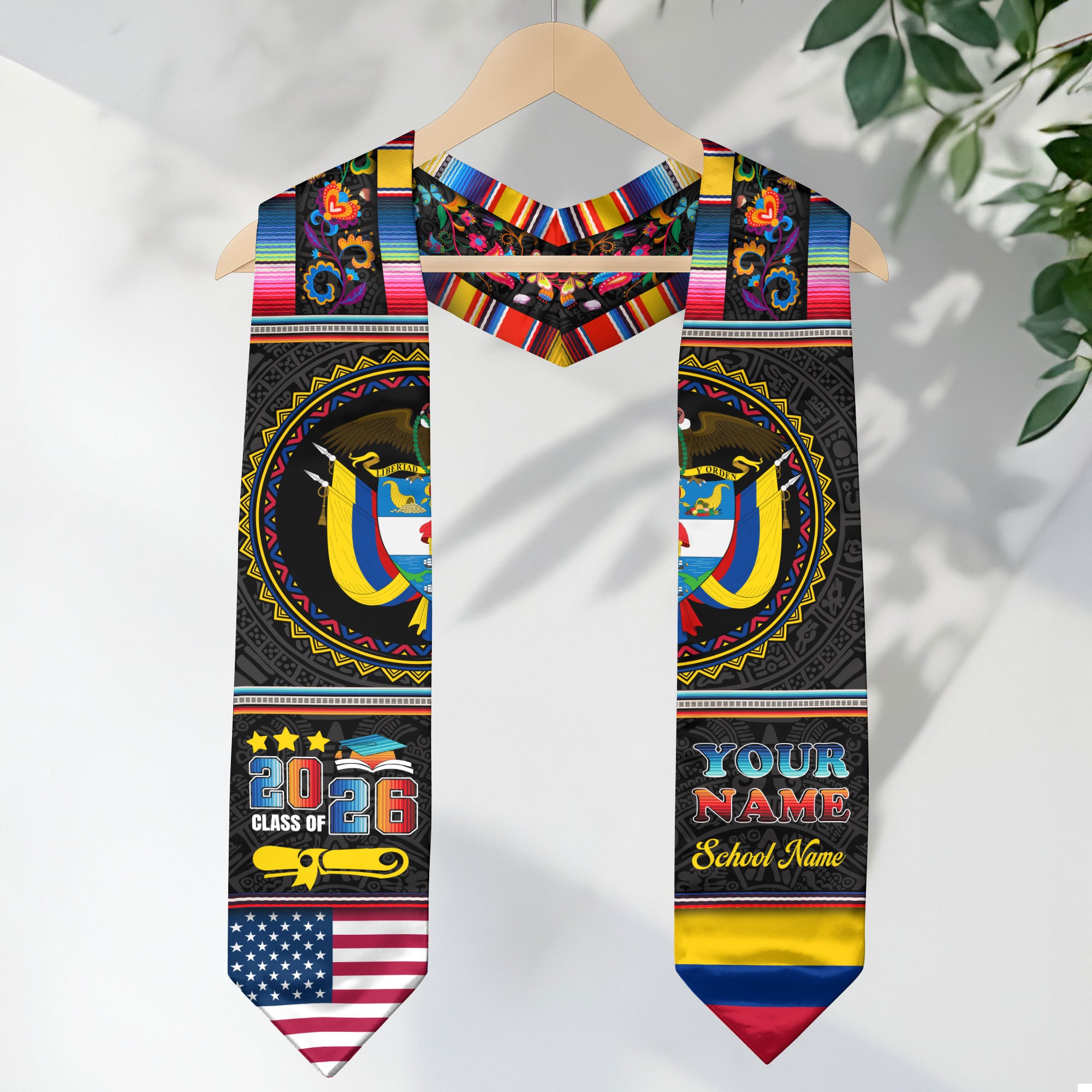 Colombian Graduation Stole 2026, Colombia Flag Sash, Personalized Touch for Graduates