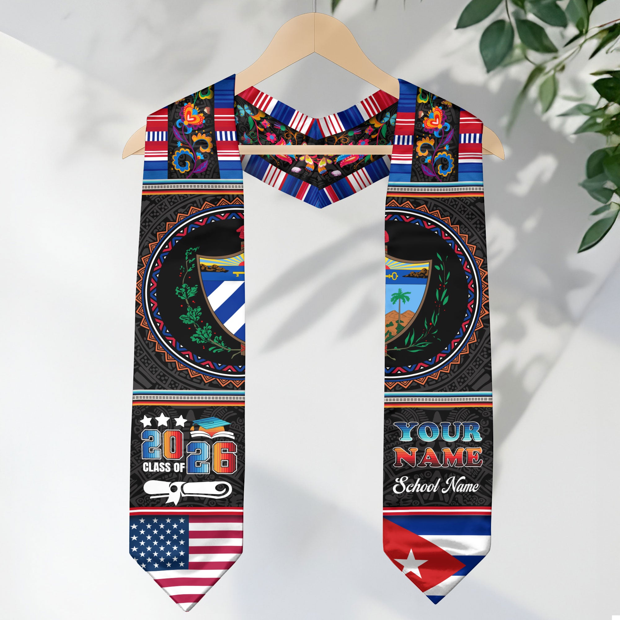 Cuban Graduation Stole 2026, Cuba Flag Sash, Personalized Touch for 2026 Graduates