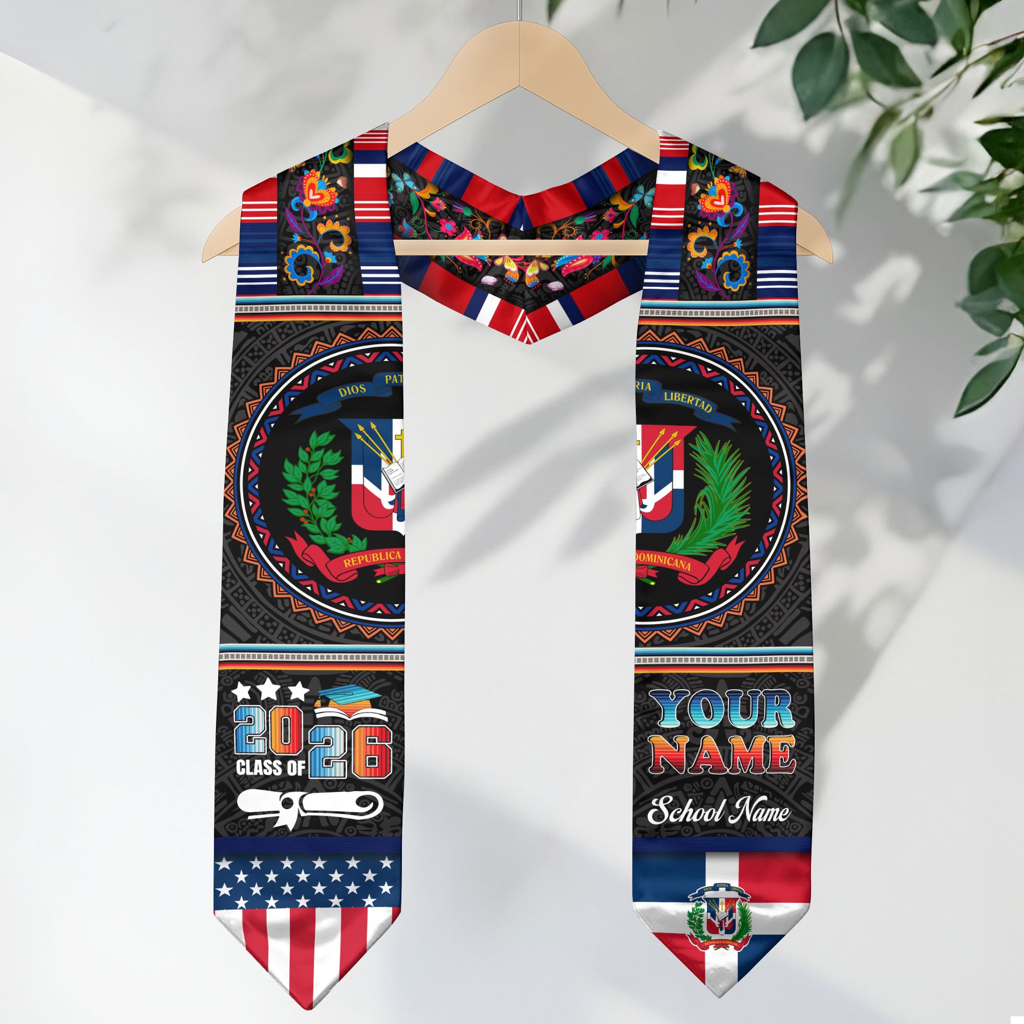 Dominican Graduation Stole 2026, Dominican Flag Sash, Custom Detail Choice for 2026