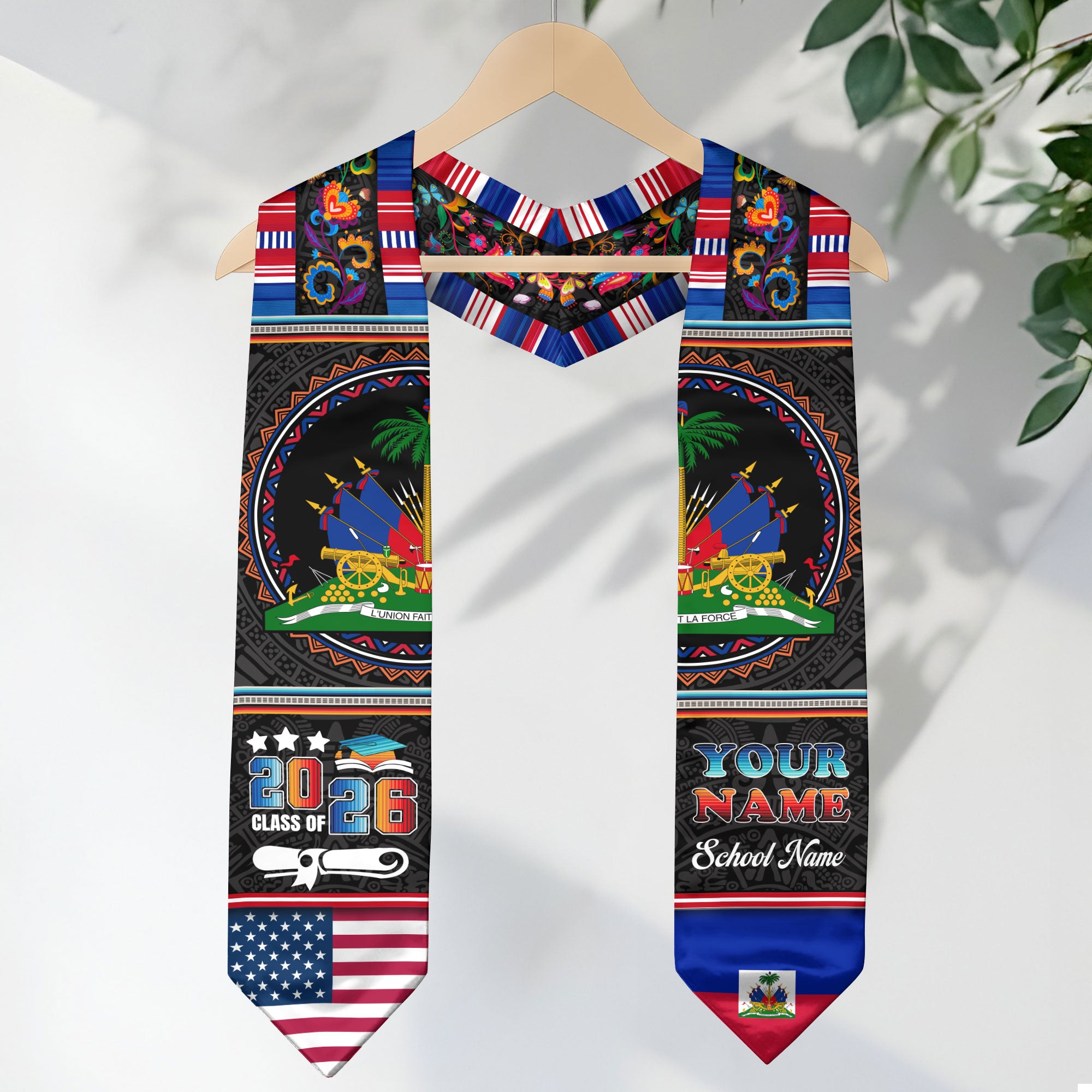 Haitian Graduation Stole 2026, Haiti Flag Sash, Personalized Touch for 2026 Graduates