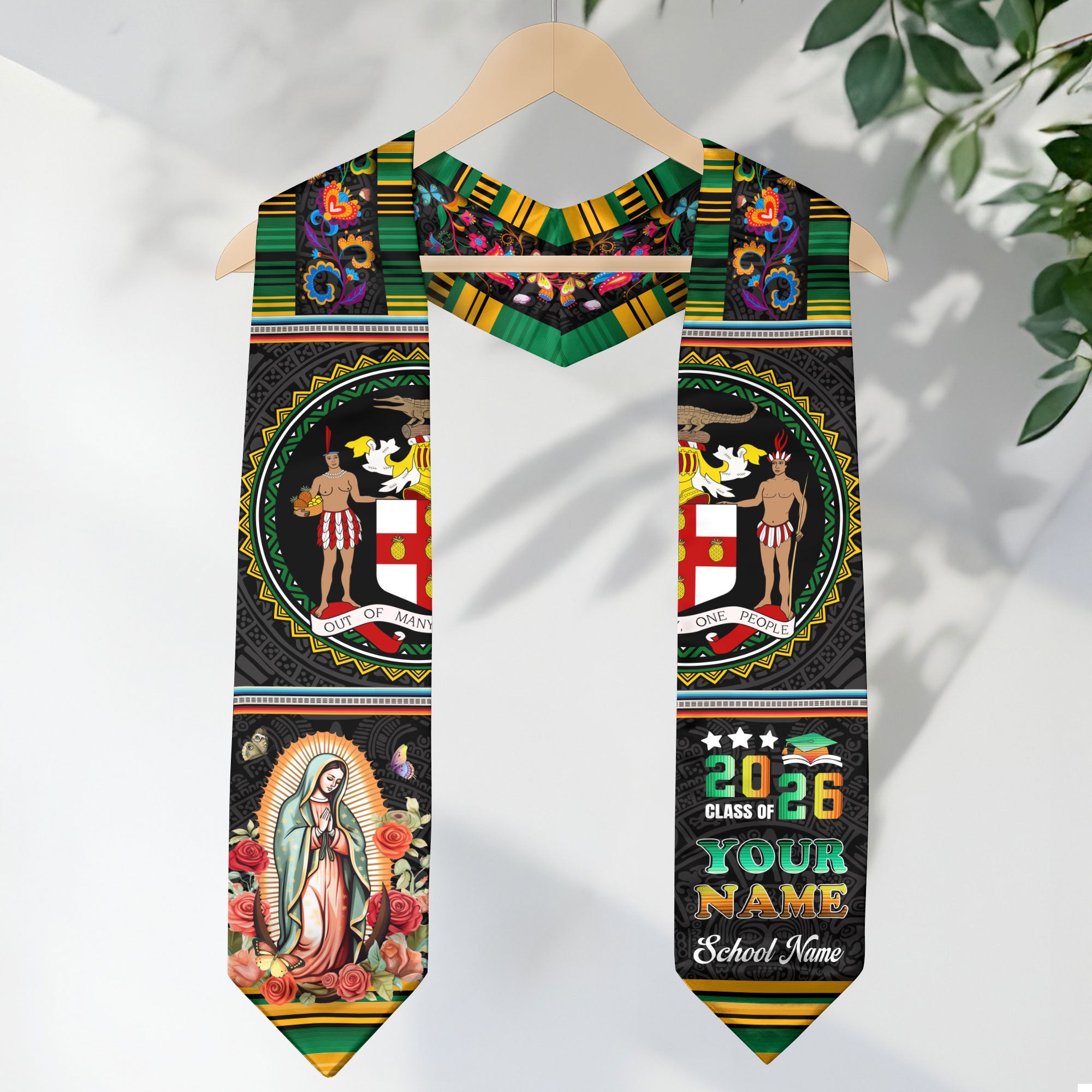 Jamaican Graduation Stole 2026, Jamaica Flag Sash, Custom Grad Sash for Class of 2026