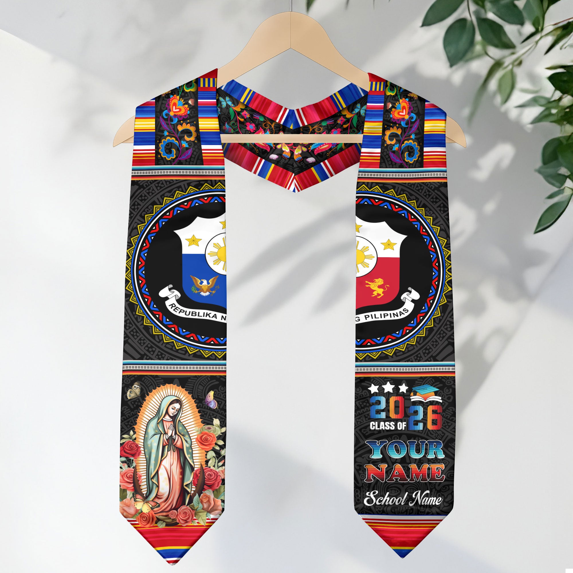 Filipino Graduation Stole 2026, Philippines Flag Sash, Custom Grad Sash for Class of 2026