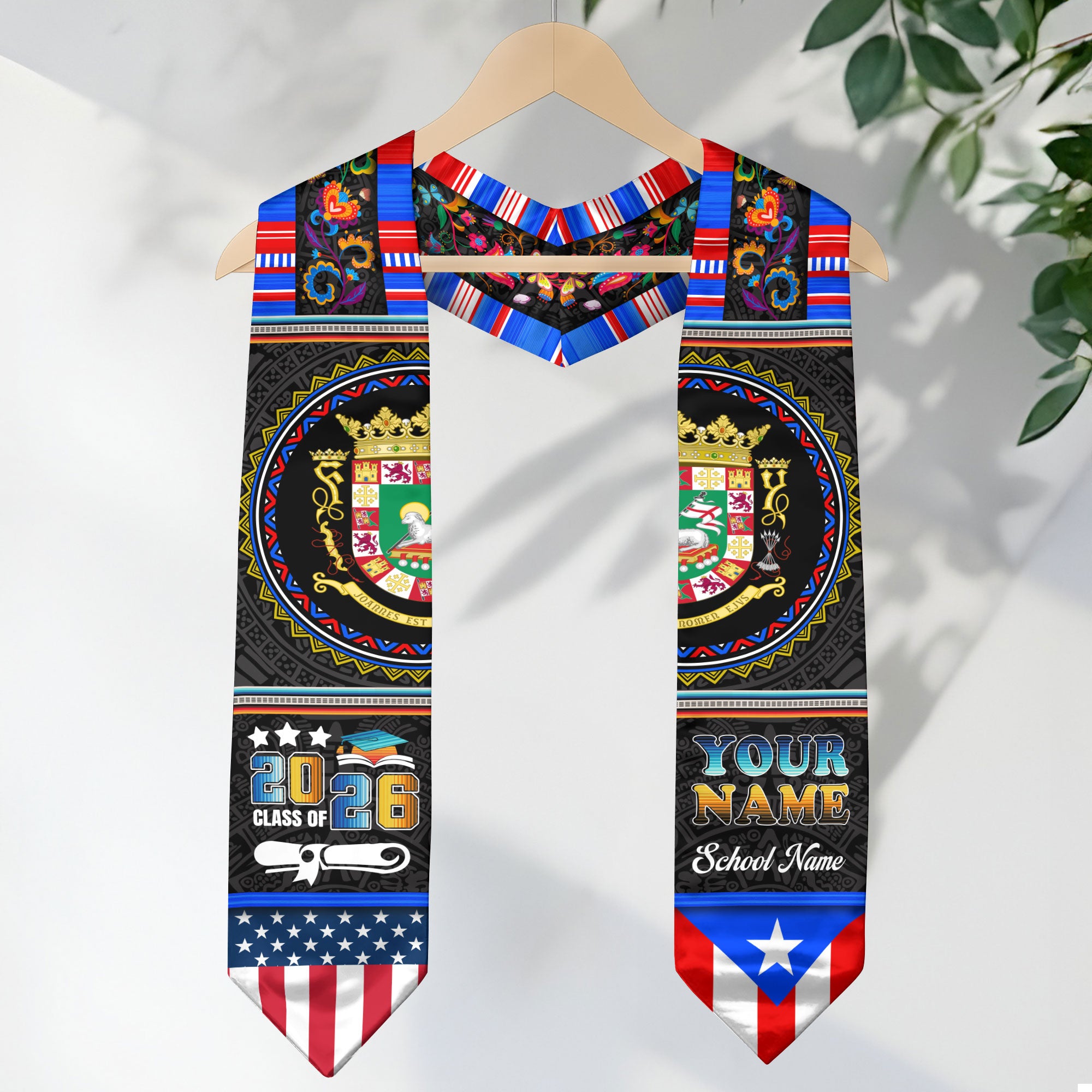 Puerto Rican Graduation Stole 2026, Puerto Rico Flag Sash, Custom Detail Choice 2026