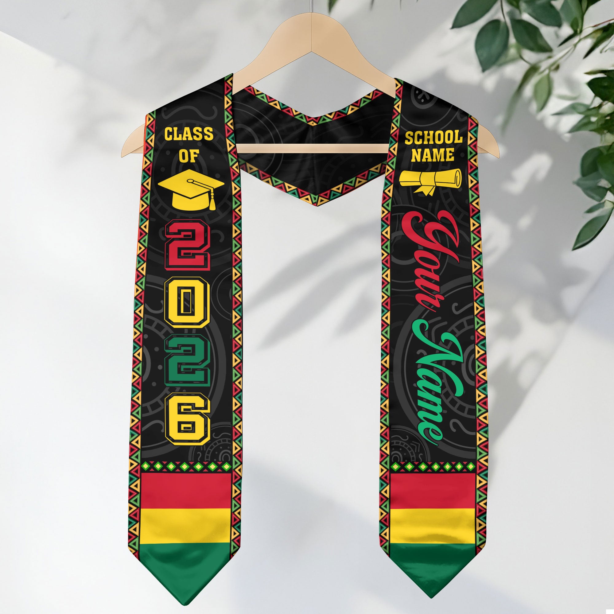 African Flag Graduation Stole 2026, Africa Graduation Sash, Africa Stole for Grads