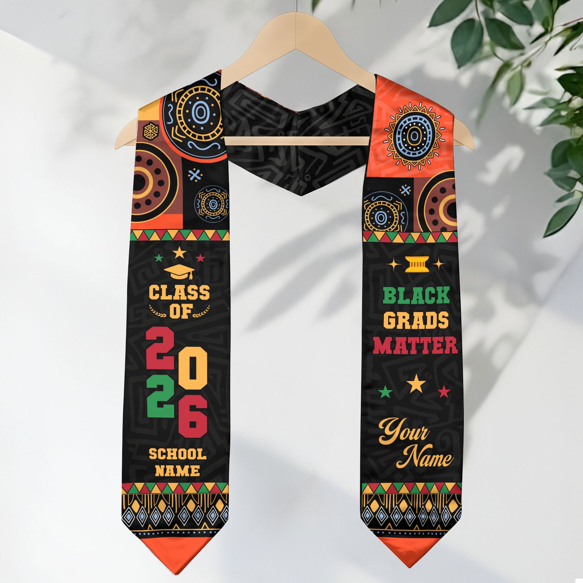 Africa Graduation Stole 2026, African Flag Sash, Class of 2026 Custom Trim for Grads