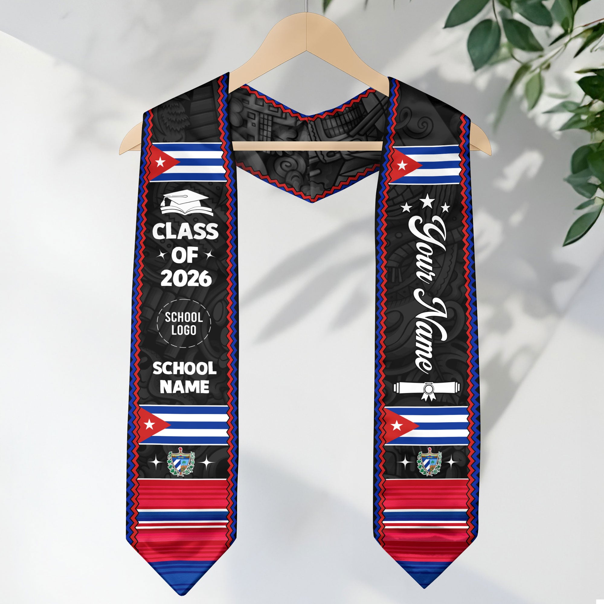 Cuban Flag Graduation Stole 2026, Cuba Graduation Sash, Personalized Stole for Graduates