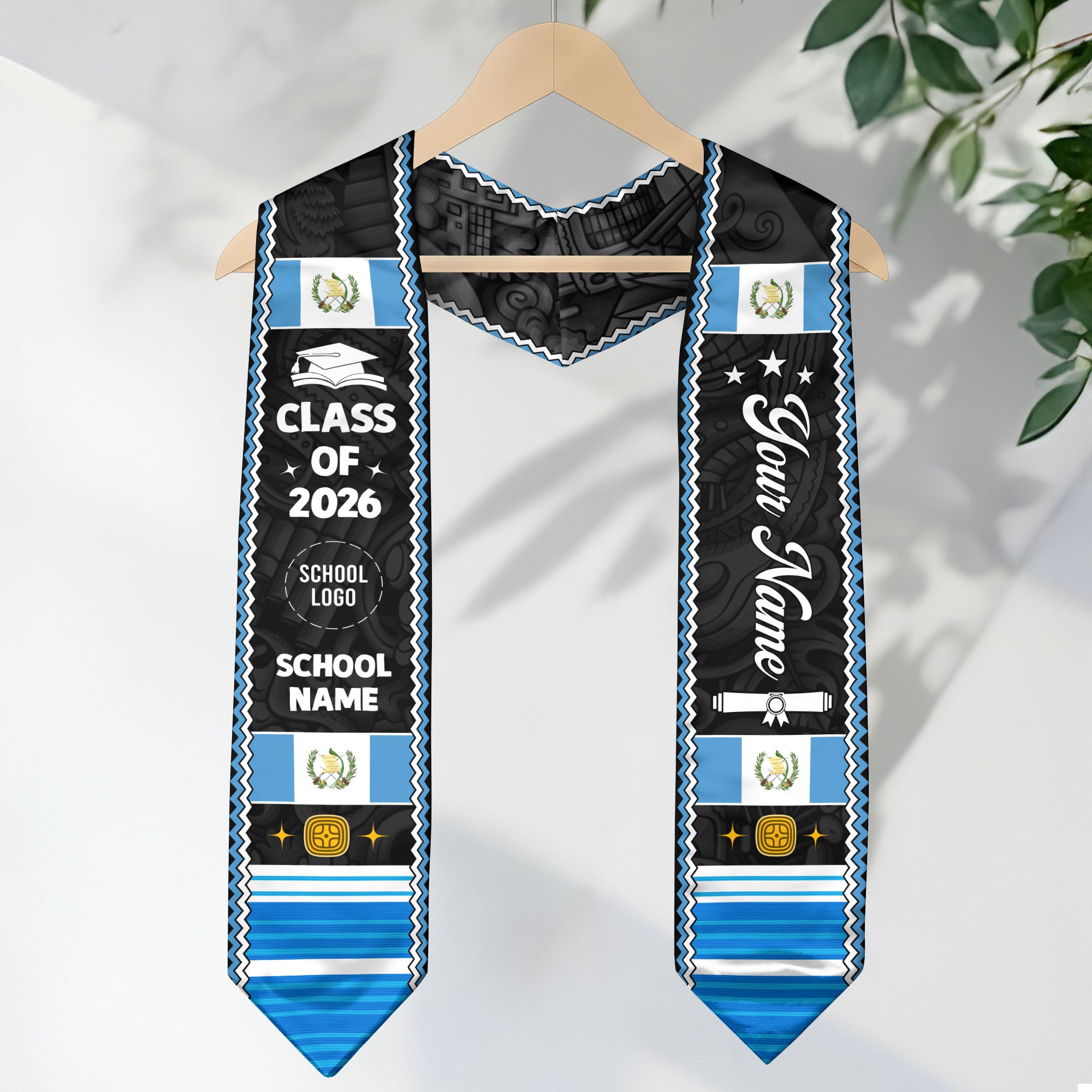 Customized Guatemala Flag Graduation Stole 2026, Guatemalan Graduation Sash, Polished Custom Look