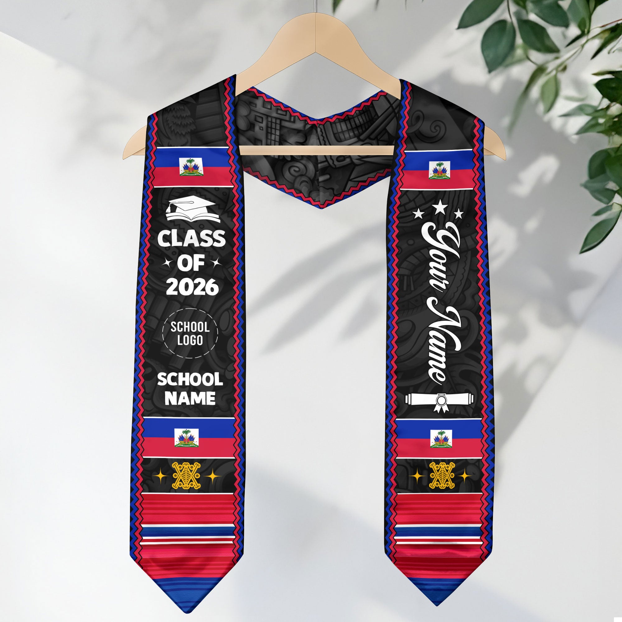 Haiti Flag Graduation Stole, Haitian Graduation Sash 2026, Haiti Custom Stole, Haiti Graduation Stole