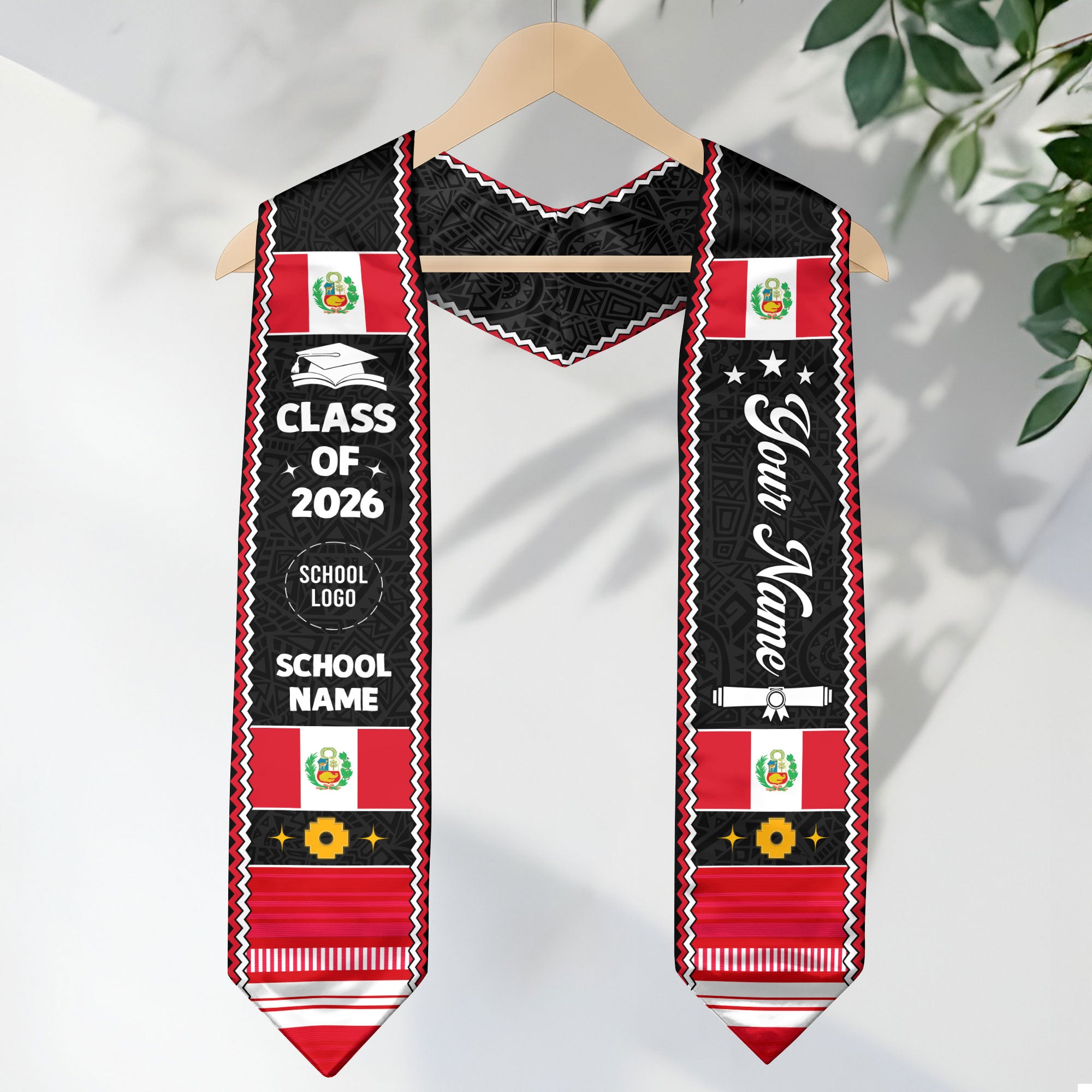 Custom Peruvian Stole for Graduation 2026, Peru Flag Stole, Peru Sash