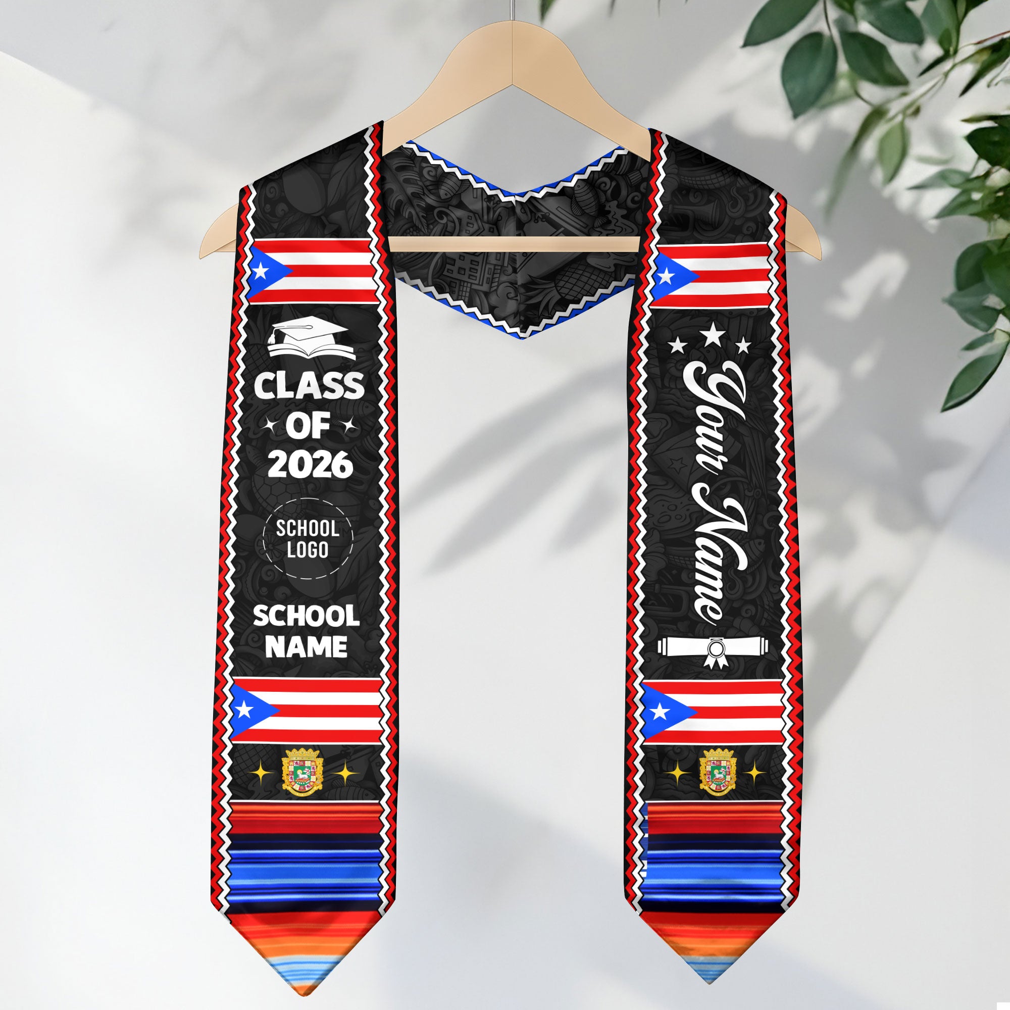 Puerto Rico Stole 2026, Puerto Rican Flag Stole, Graduation Sash for Puerto Rican Pride