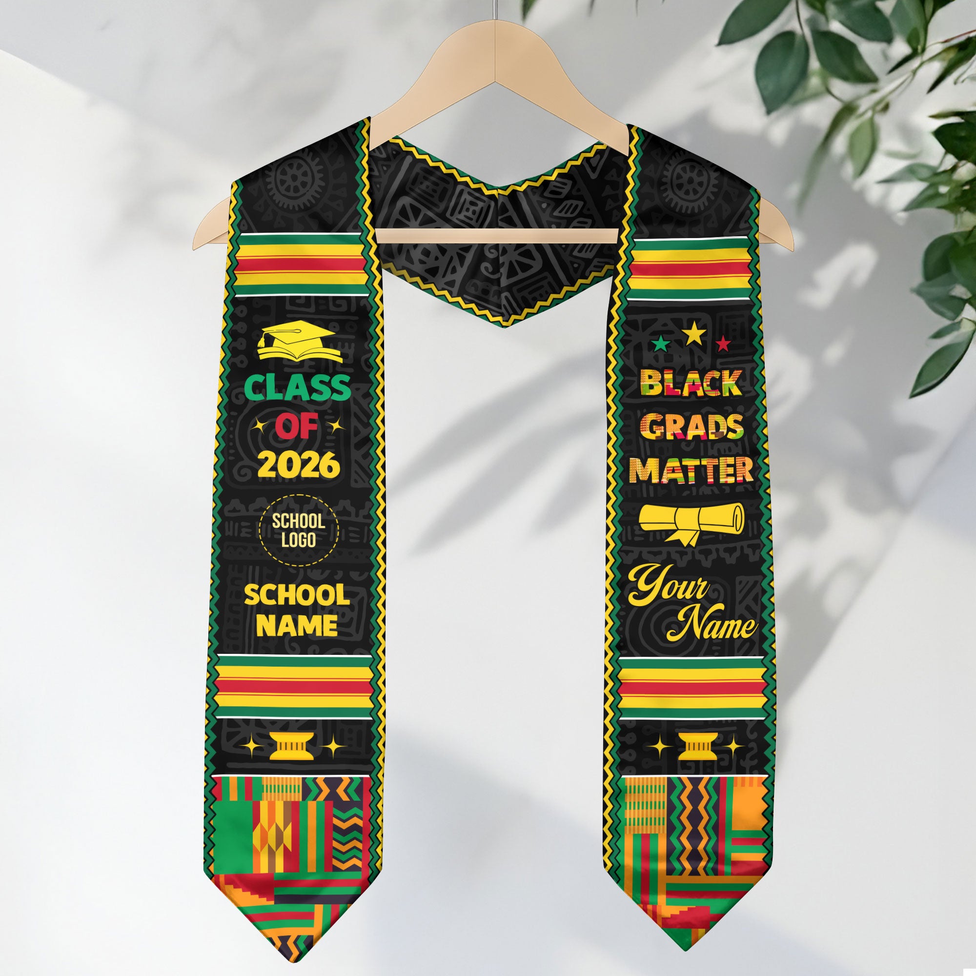 Africa Flag Graduation Stole 2026, African Grad Sash, Custom-Ready Gift Stole 2026