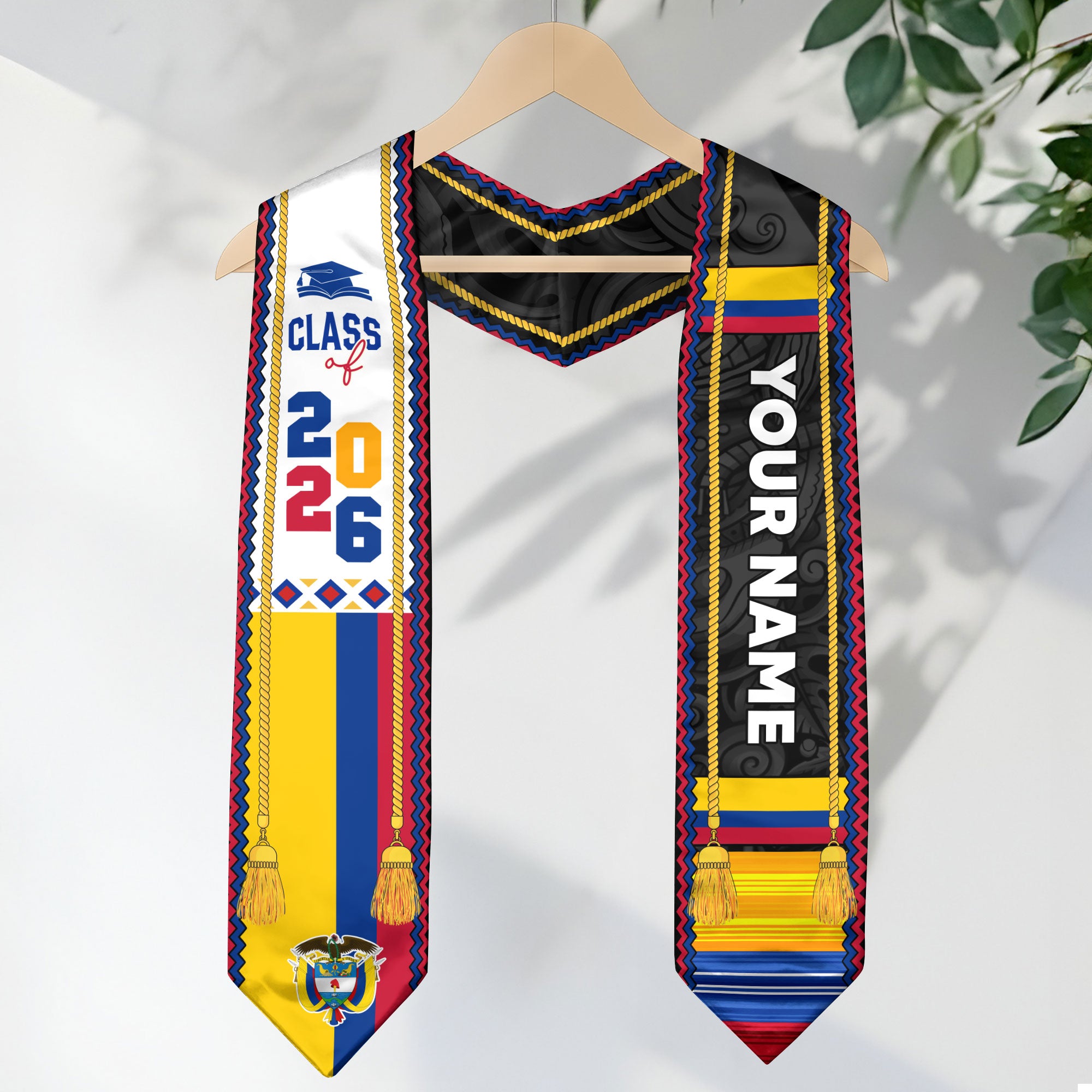2026 Colombian Graduation Stole, Colombia Flag Stole, Custom Sash for Graduation