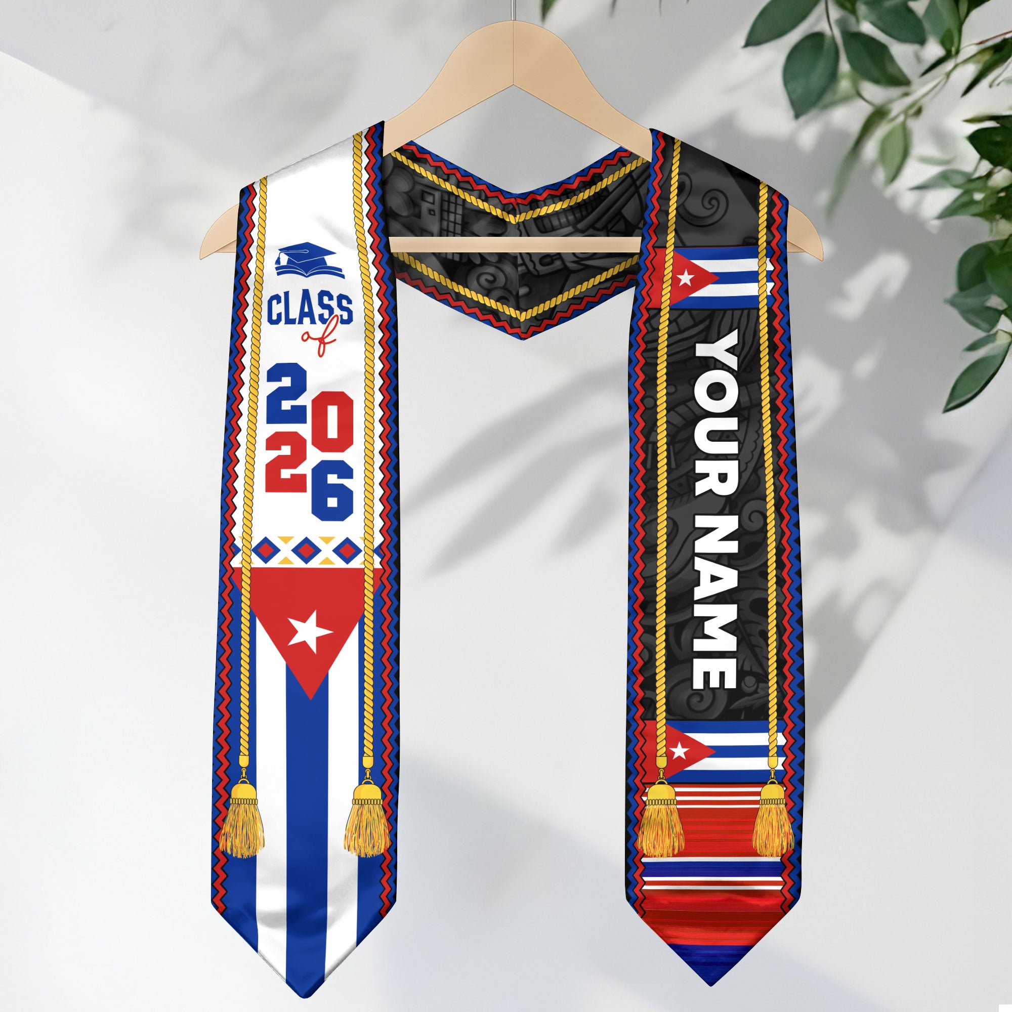 2026 Cuba Stole, Cuban Flag Graduation Sash, Graduation Stole for Cuban Pride