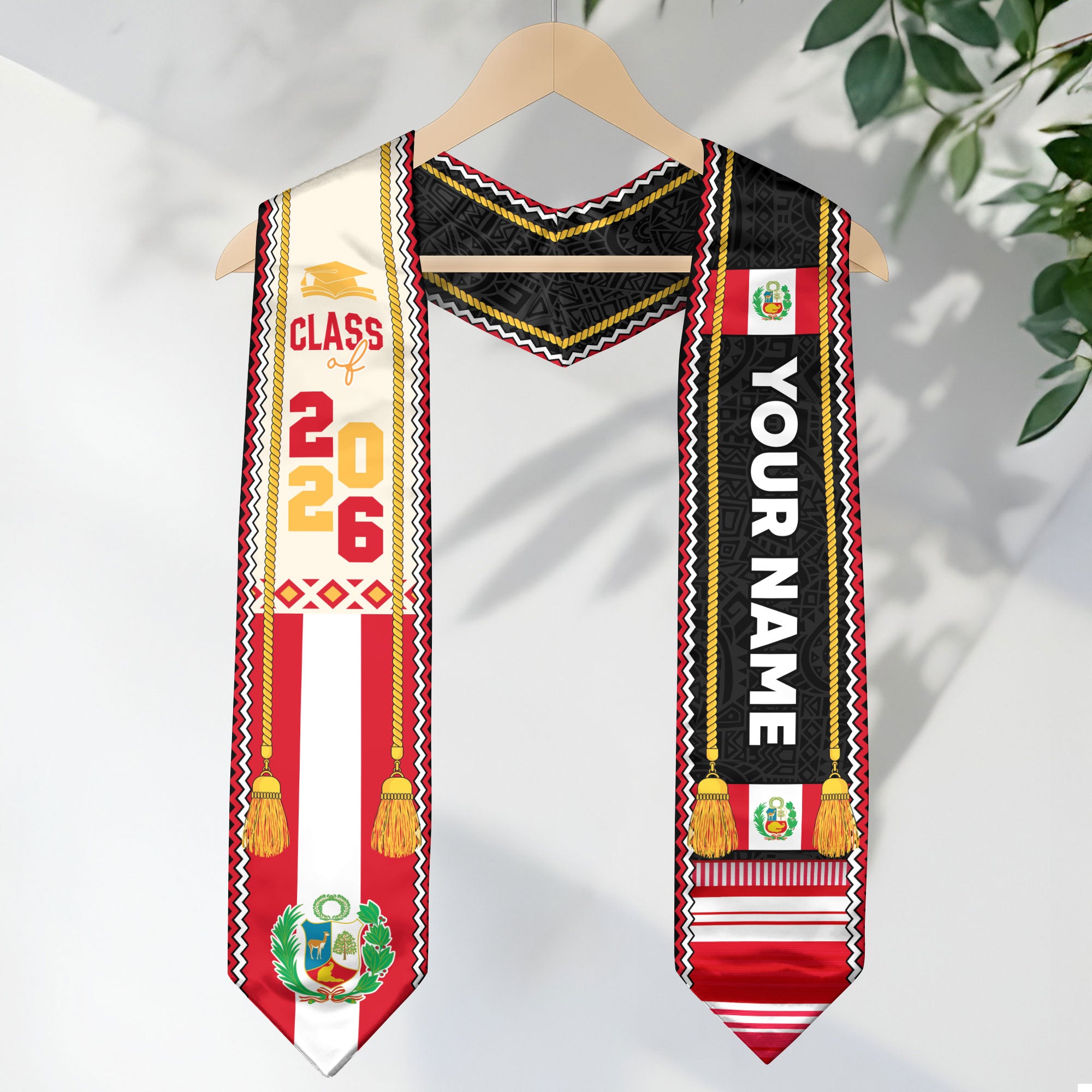 Peru Graduation Sash, Peruvian Stole 2026, Custom Peru Flag Graduation Stole