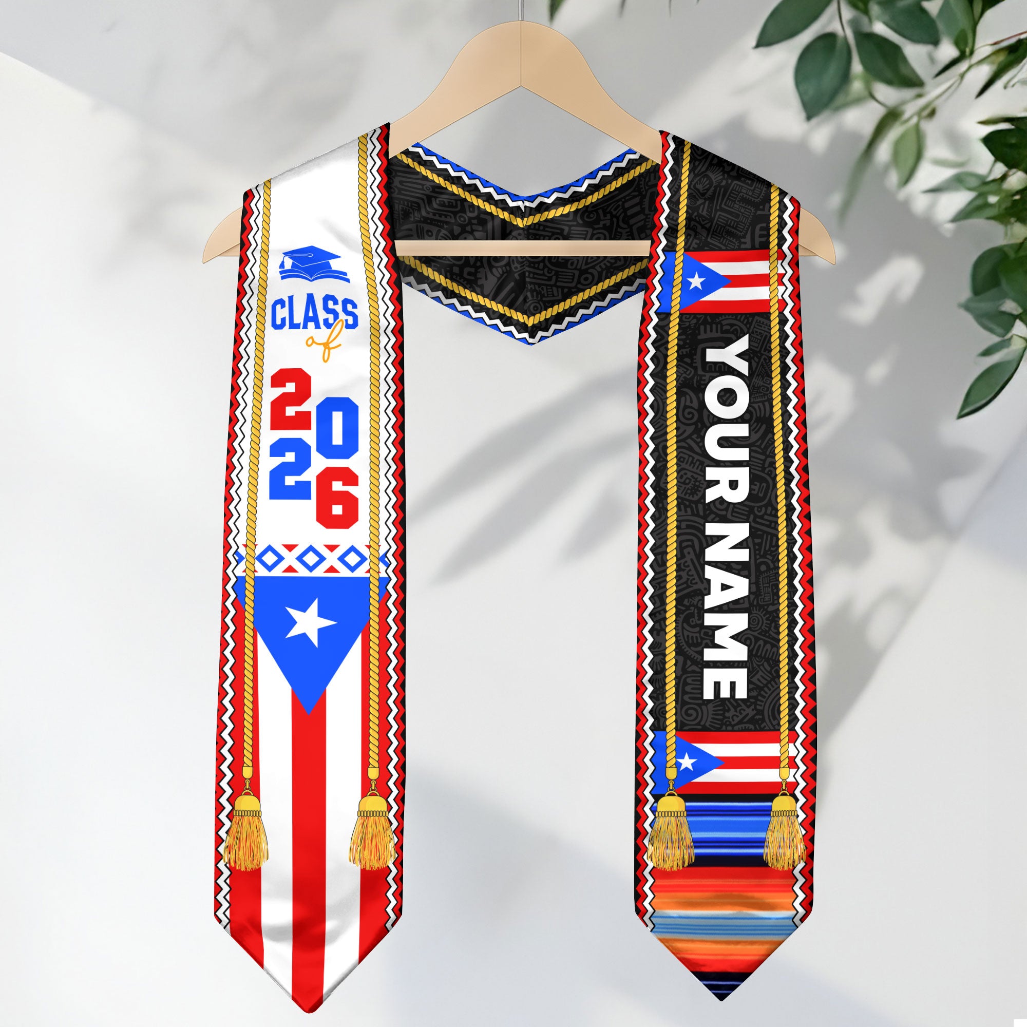 Graduation Stole 2026, Puerto Rican Flag Stole, Custom Puerto Rico Graduation Sash