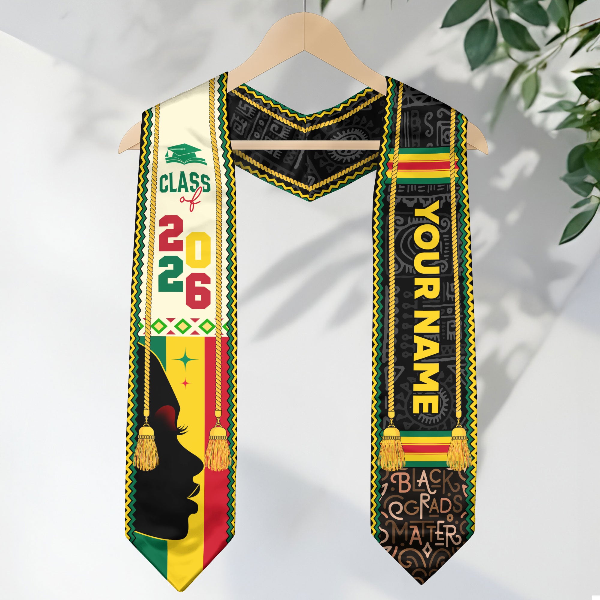 African Graduation Sash 2026, Africa Flag Stole, Graduation Sash with Custom Finish