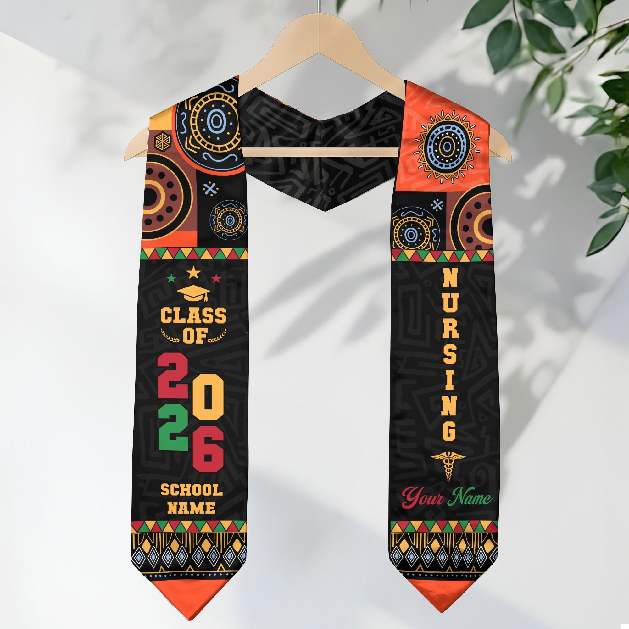 Customized African American Nursing Graduation Stole, RN BSN Nurse Ceremony Sash 2026