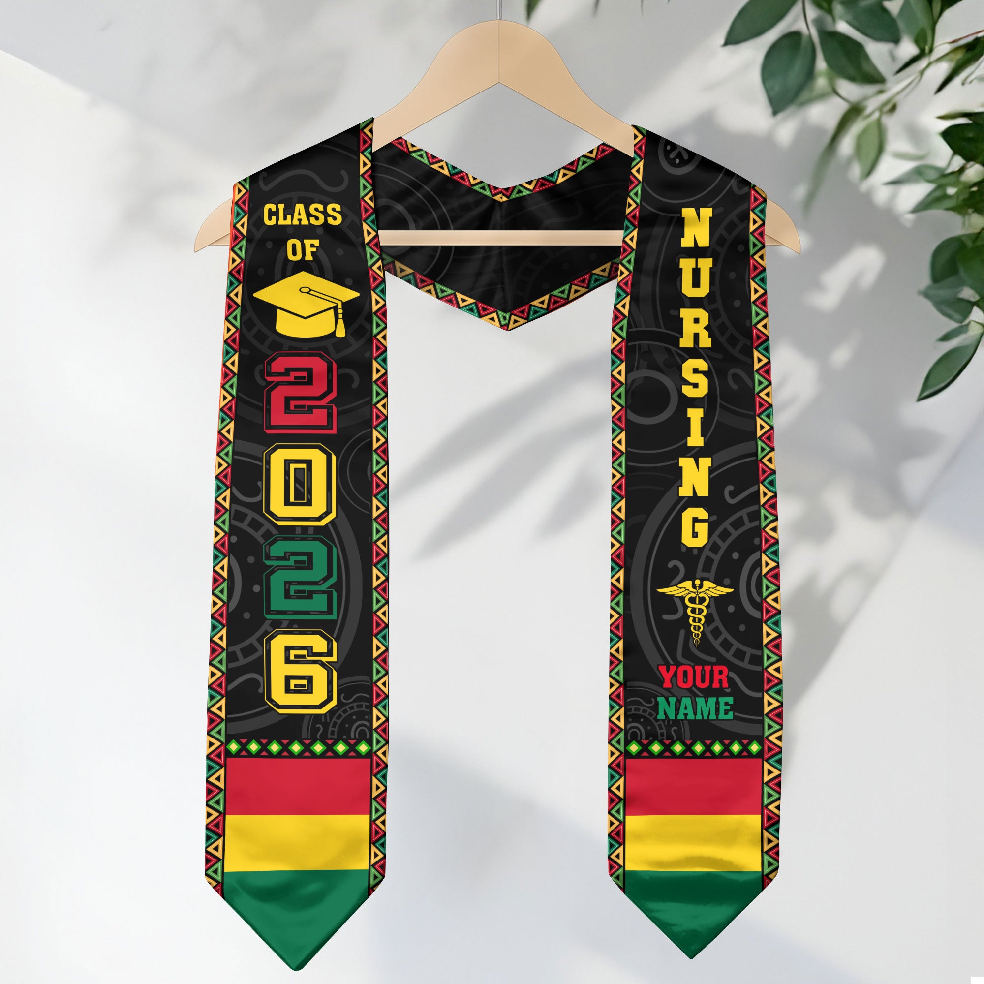 Customized African Nursing Graduation Stole for RN and BSN Nurses, Class of 2026 Sash