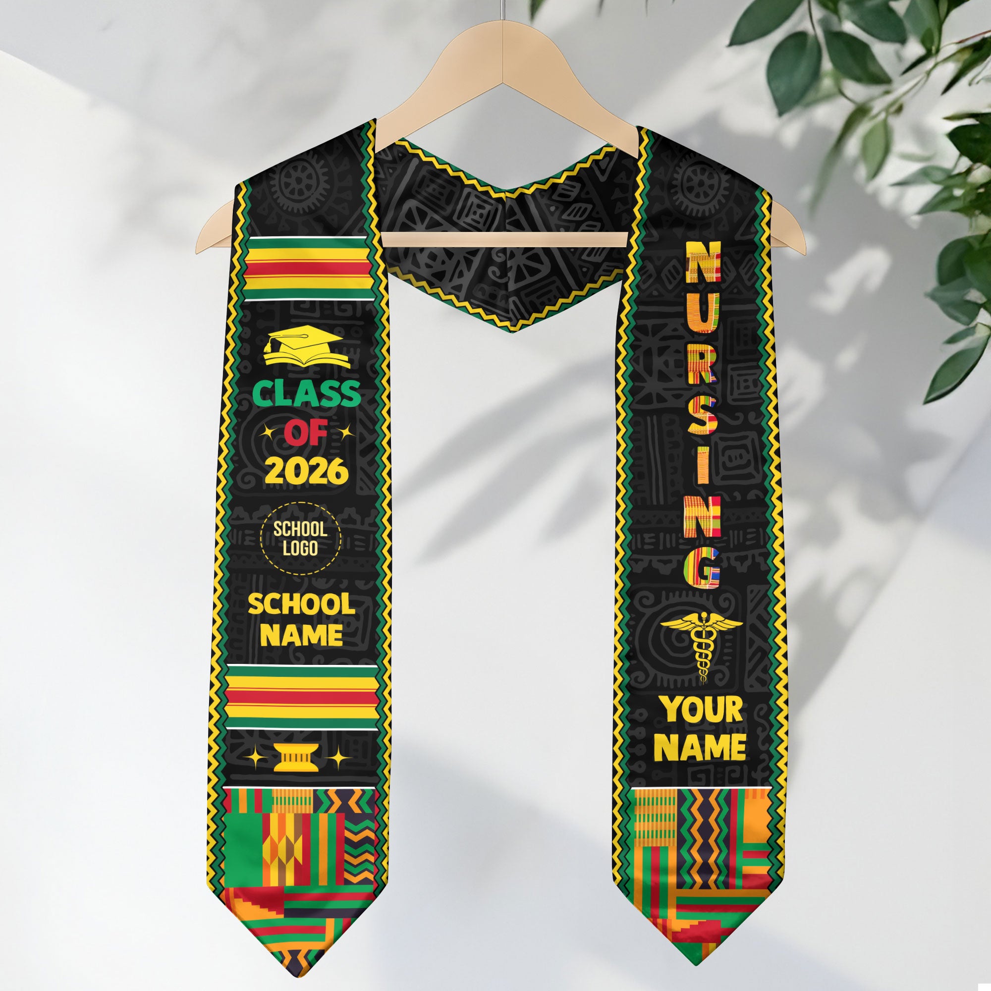 Customized Pan African Nursing Graduation Stole for RN Nurses, BSN Graduation Sash 2026