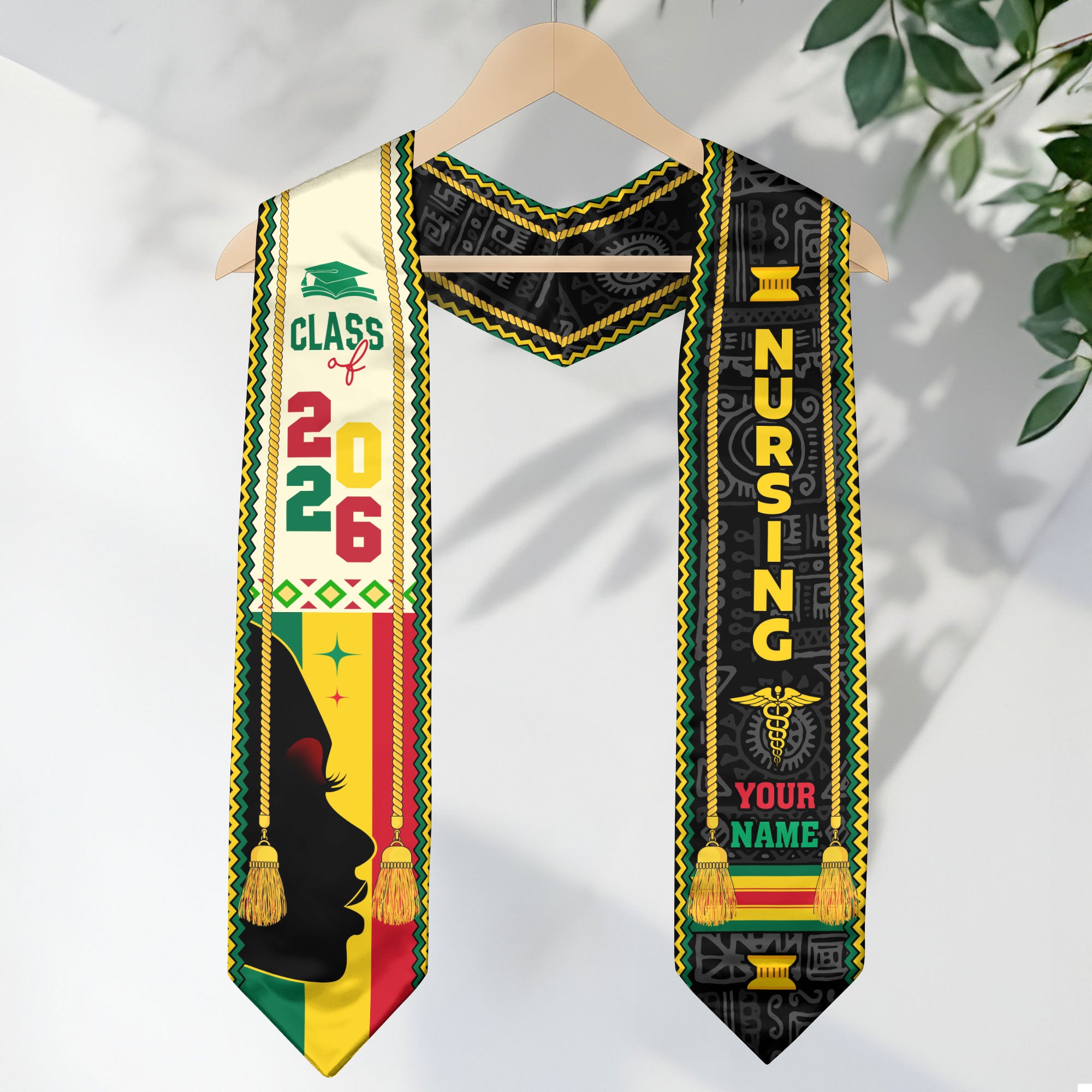 Customized African RN Graduation Stole, Nursing Ceremony Sash for Class of 2026