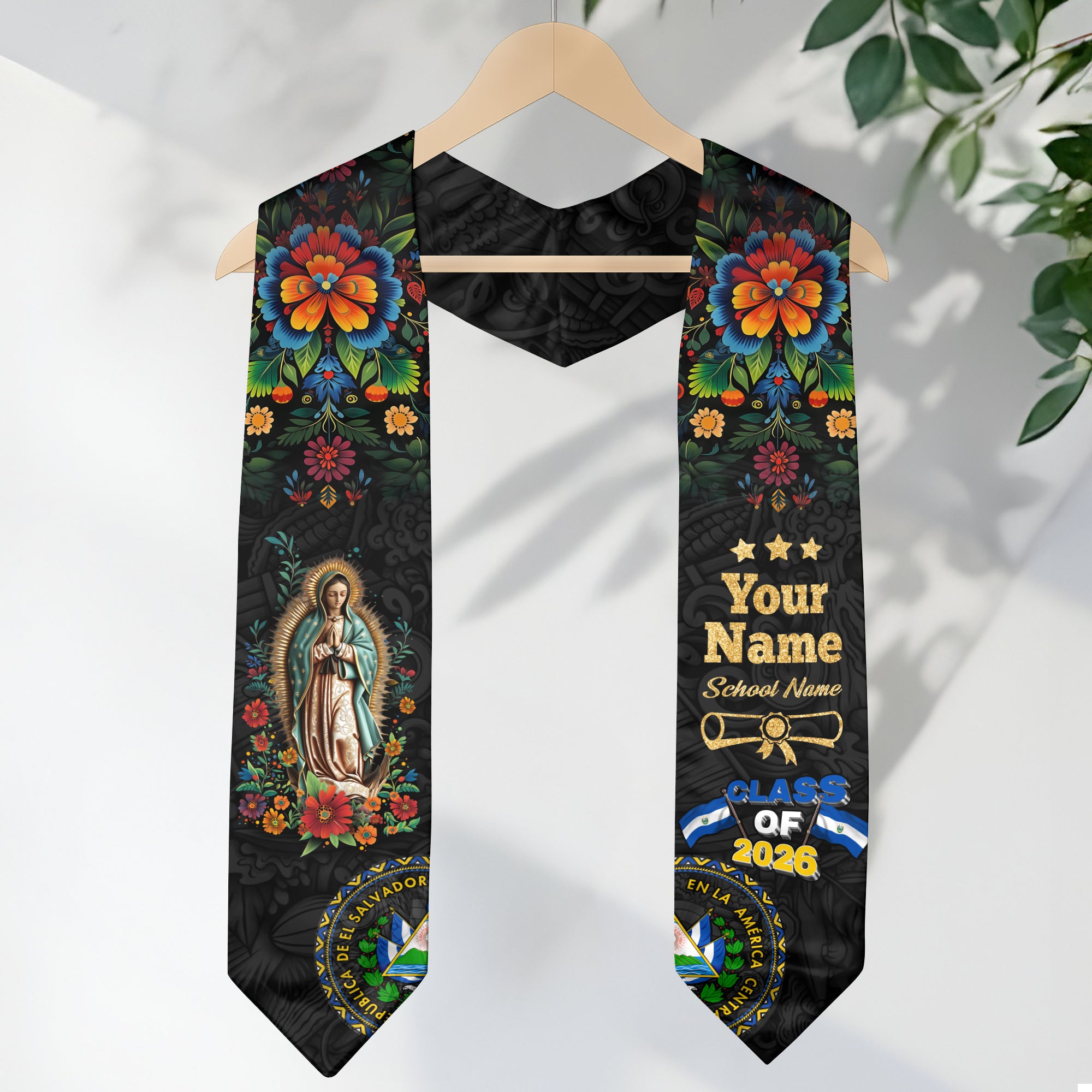 El Salvador Graduation Stole 2026, Salvadoran Flag Sash, Cultural Graduation Accessory
