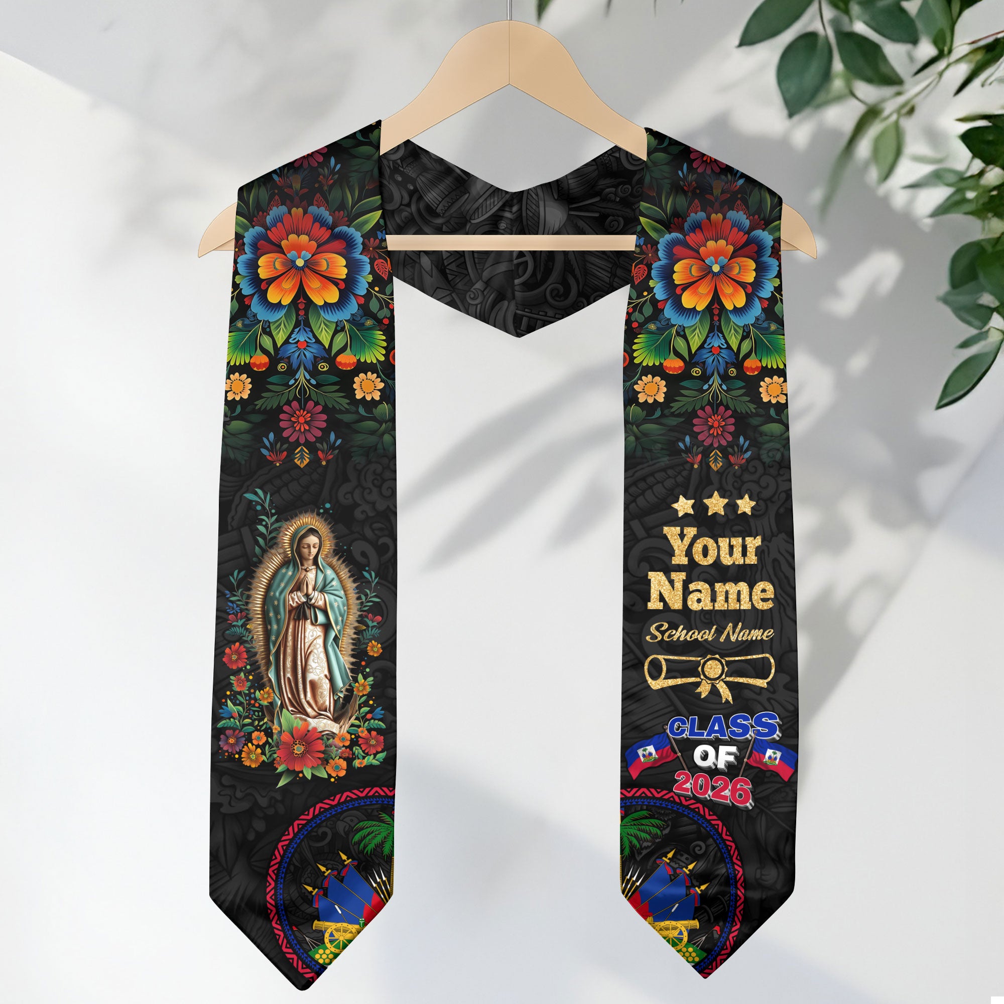 Haitian Graduation Stole, Haitian Flag Graduation Stole 2026, Haiti Stole, Custom Haiti Graduation Stole