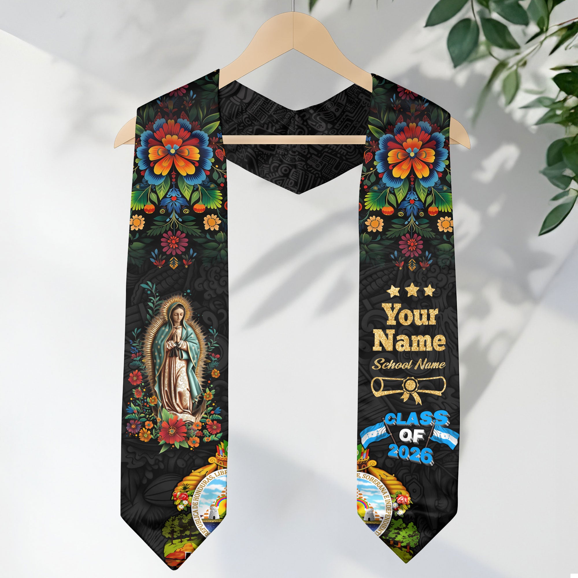 2026 Honduras Graduation Sash, Honduras Flag Graduation Stole, Custom Stole for Graduates